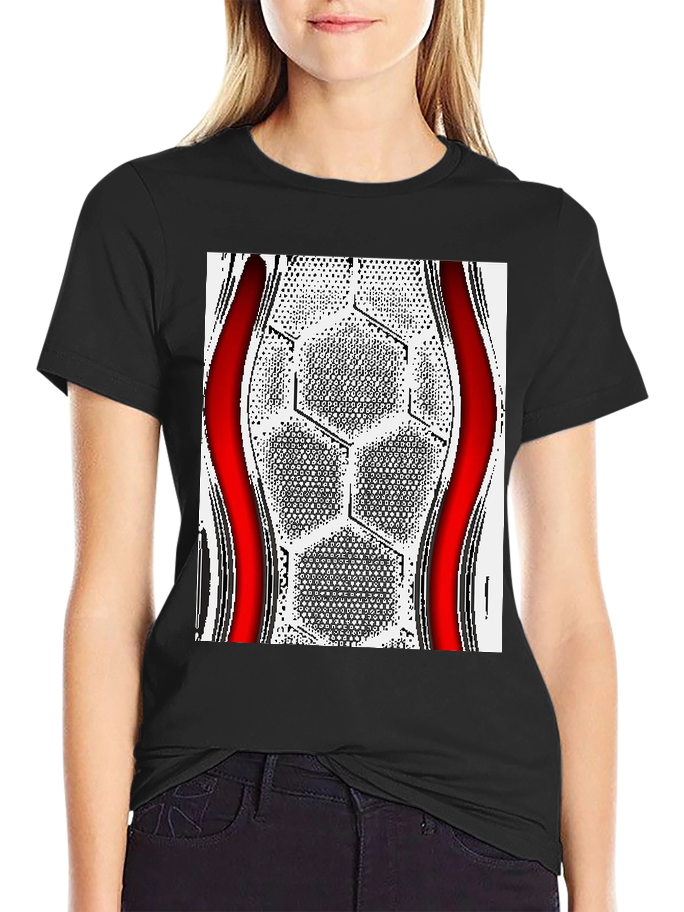 Geometric Hexagon Graphic Tee - Modern Casual Style