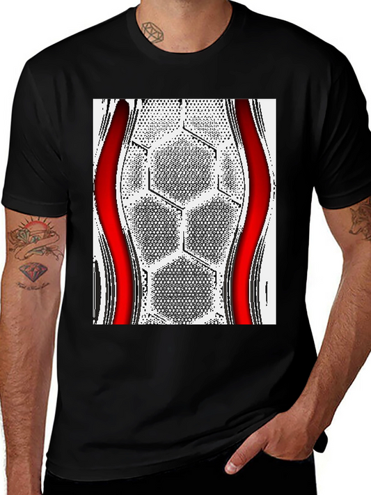 Geometric Hexagon Graphic Tee - Modern Casual Style