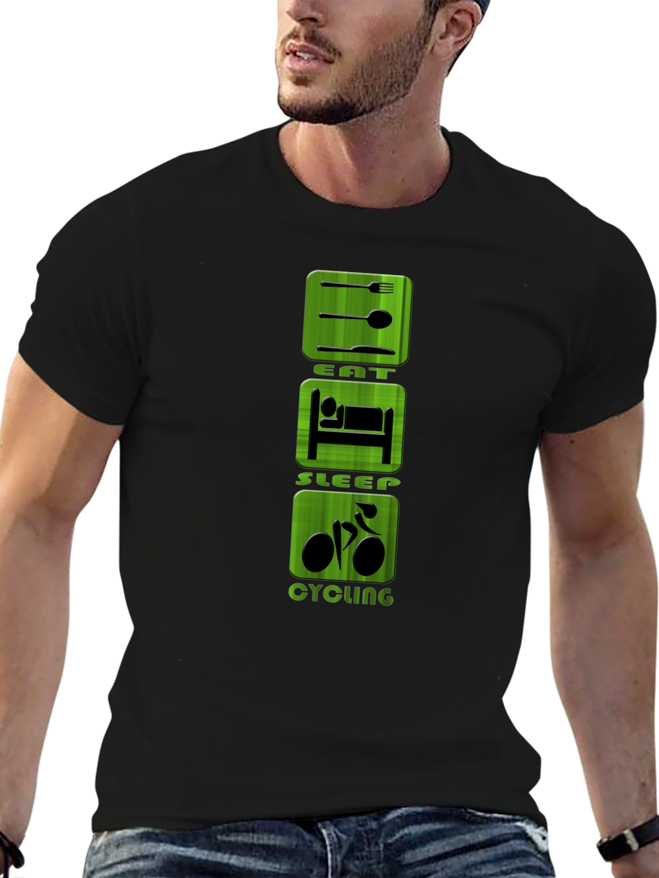 Eat Sleep Cycling Black T-Shirt