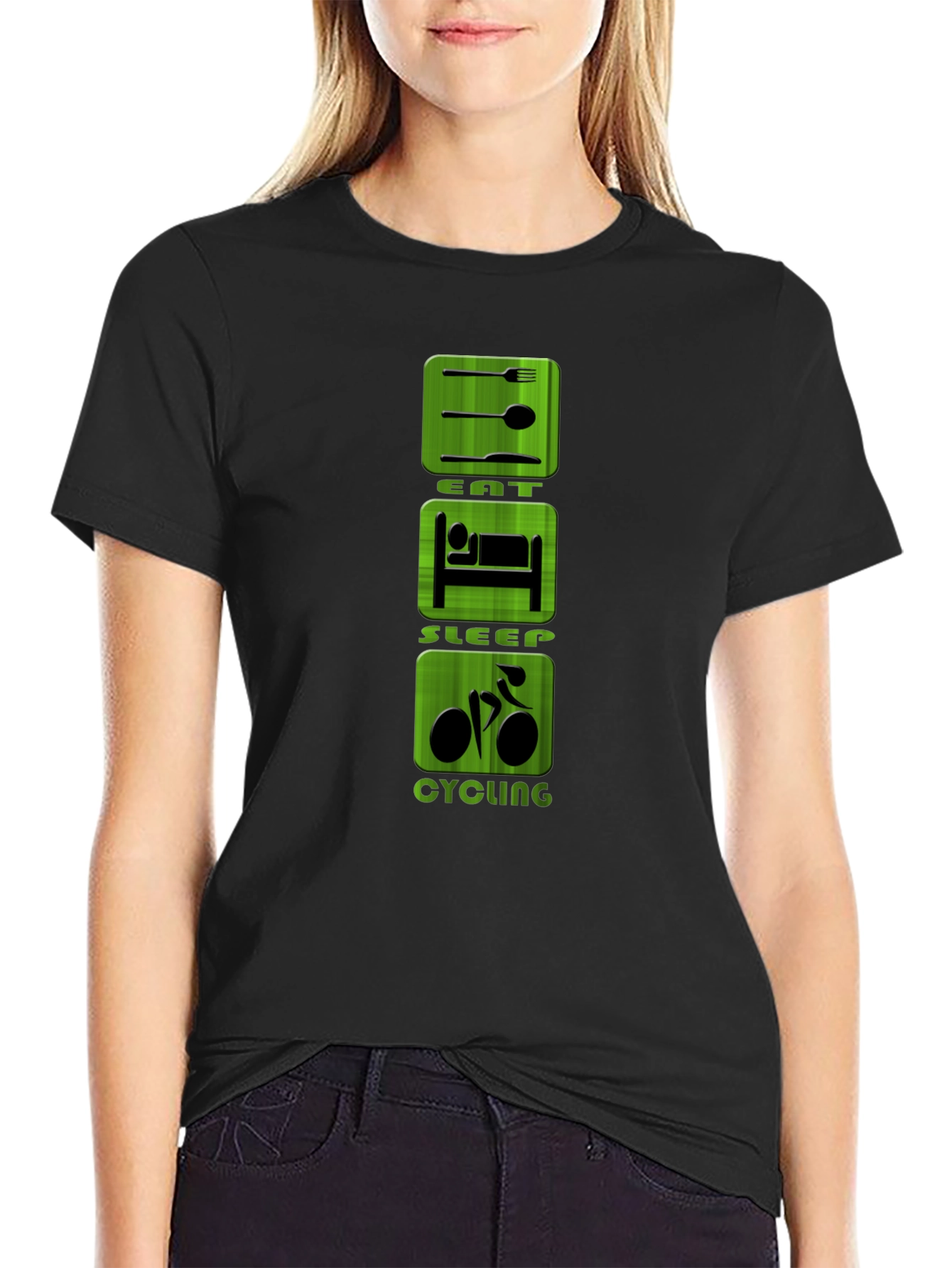 Eat Sleep Cycling Black T-Shirt