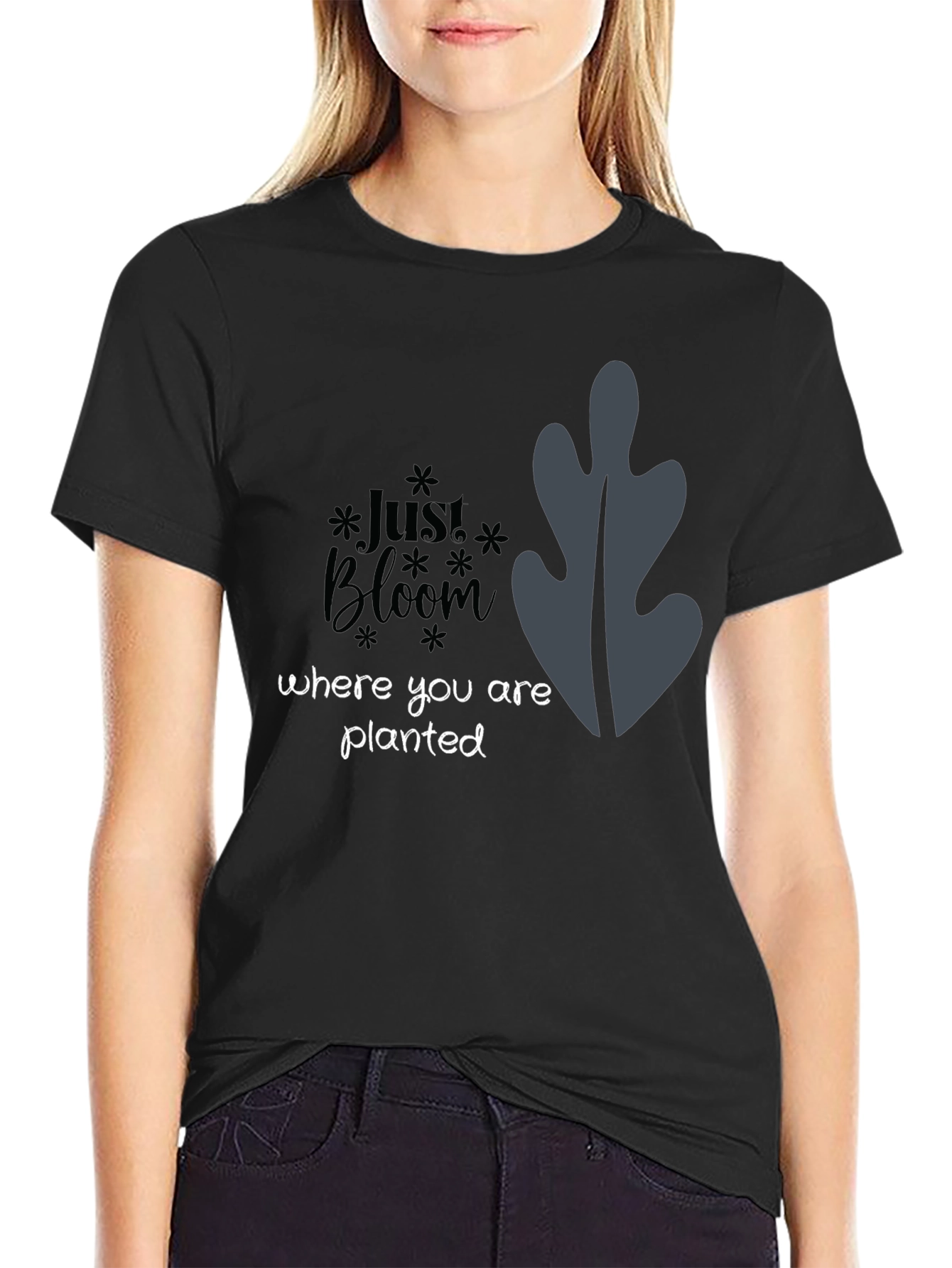 Just Bloom Black Graphic Tee