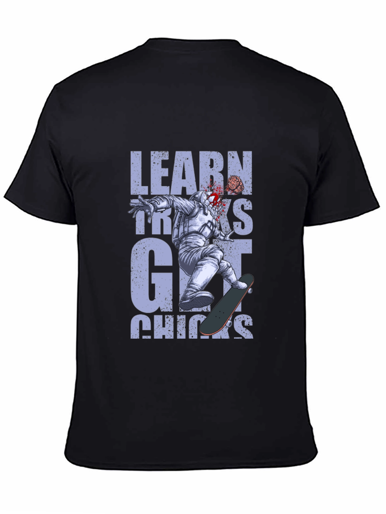 Learn Tricks Get Chicks Graphic Tee - Astronaut Skateboard