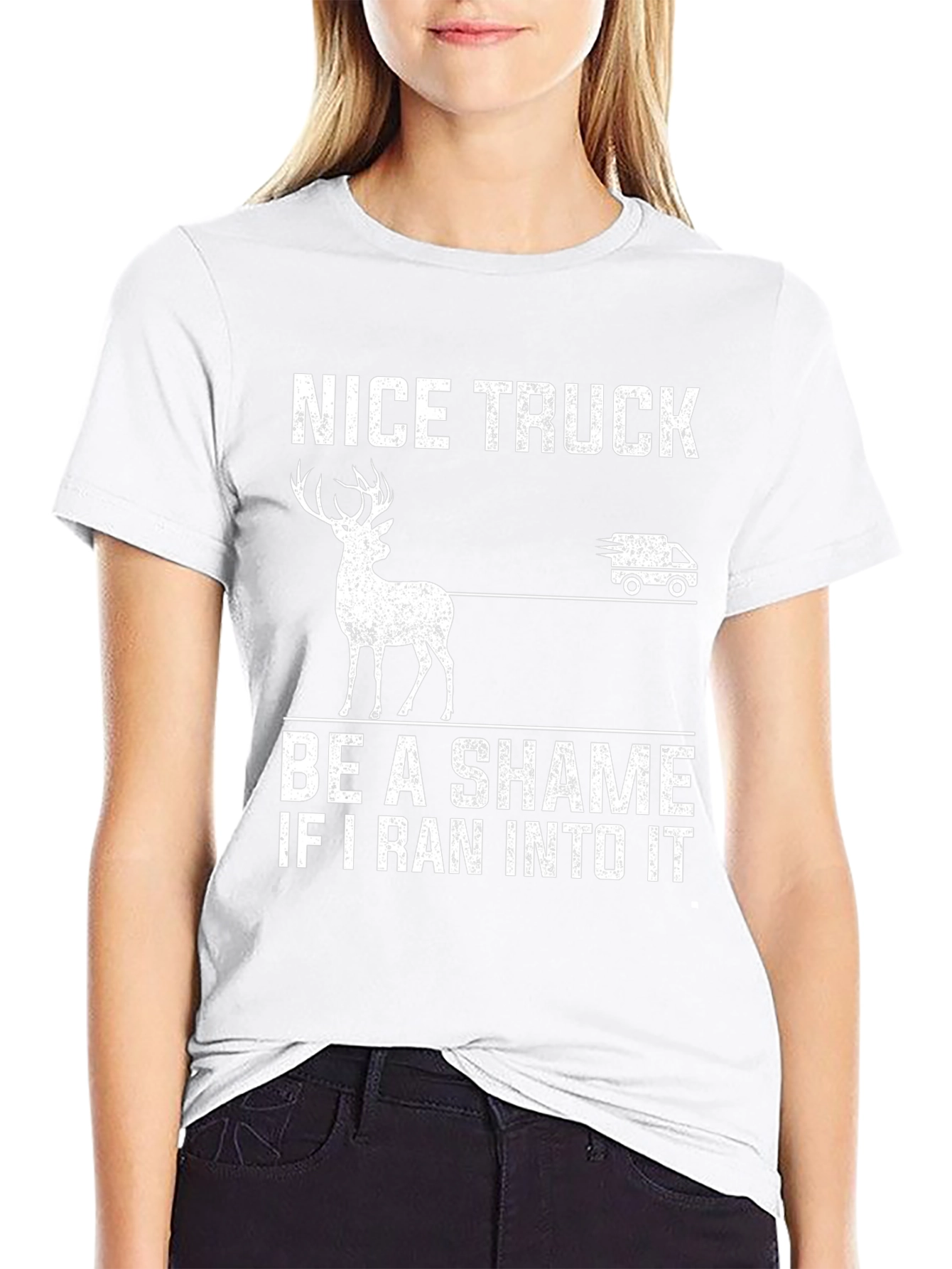Nice Truck Deer Graphic Novelty T-Shirt