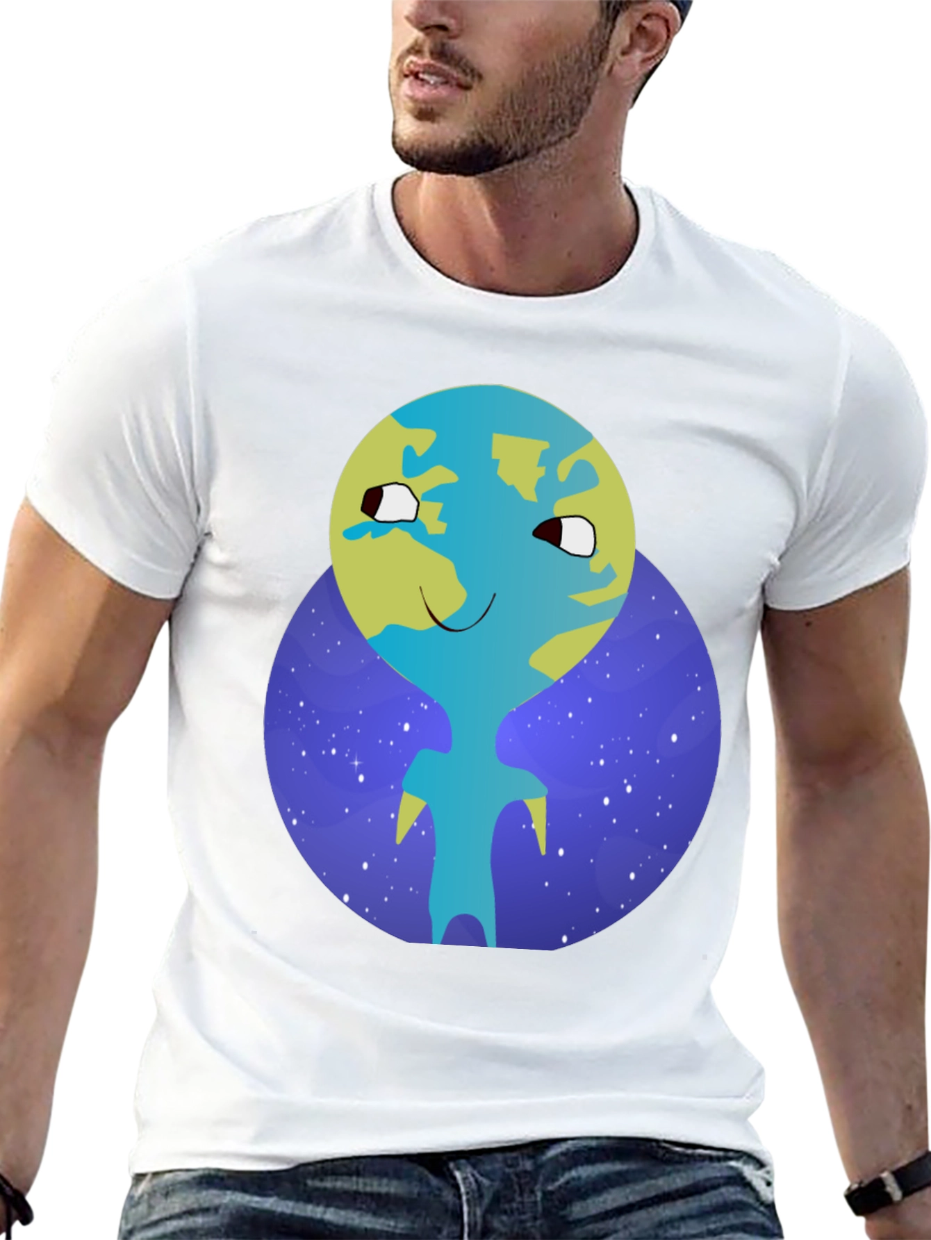 Cartoon Earth Character Graphic Tee