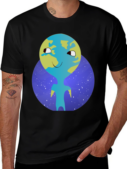 Cartoon Earth Character Graphic Tee