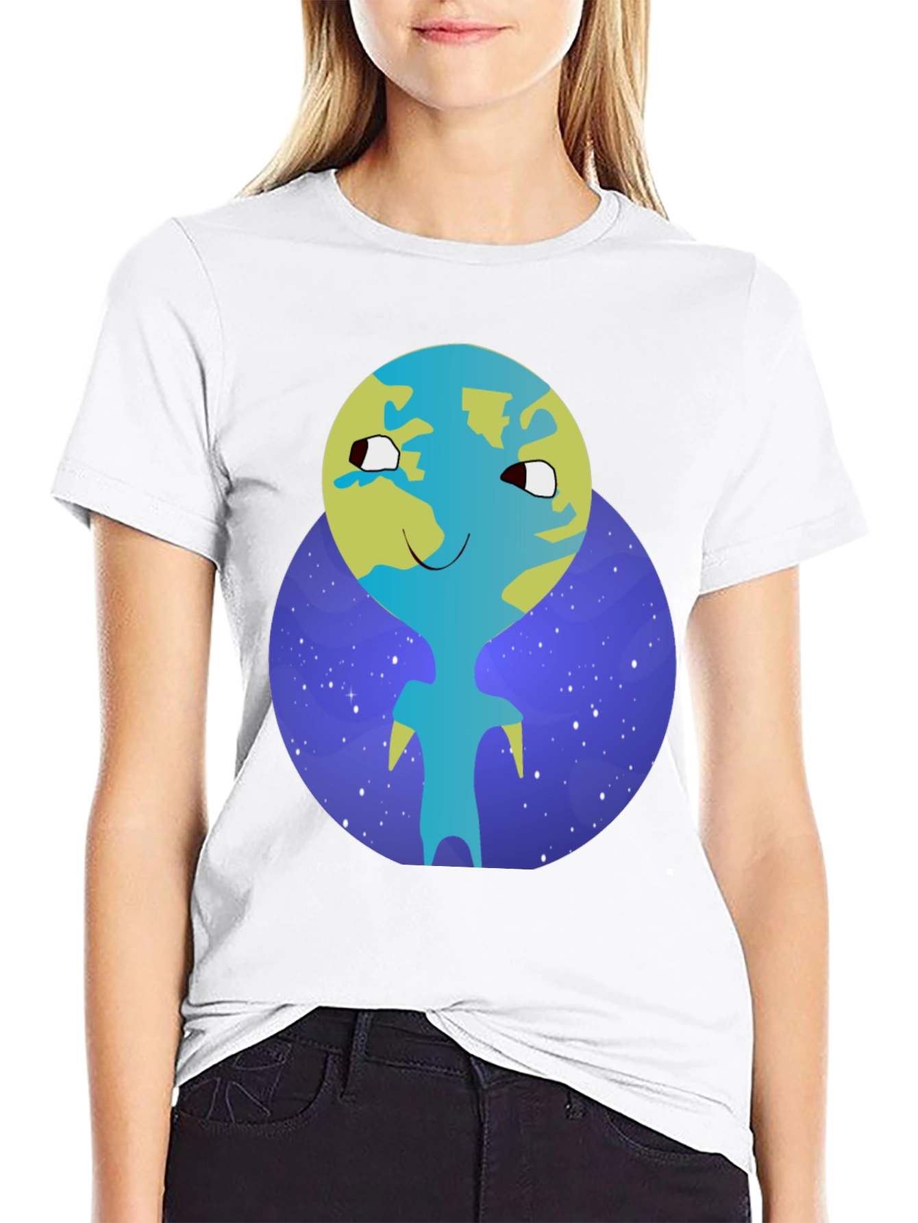 Cartoon Earth Character Graphic Tee