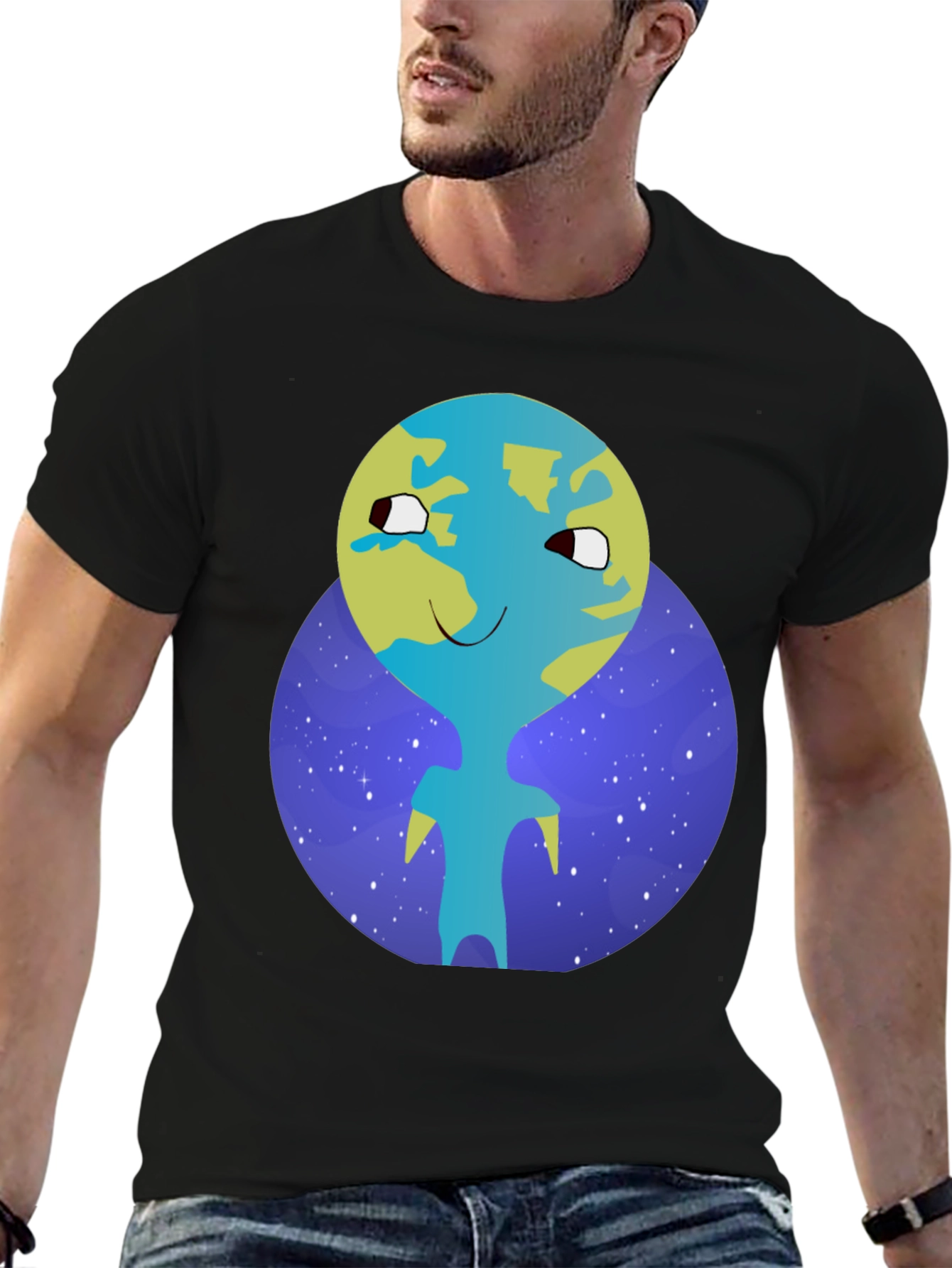 Cartoon Earth Character Graphic Tee