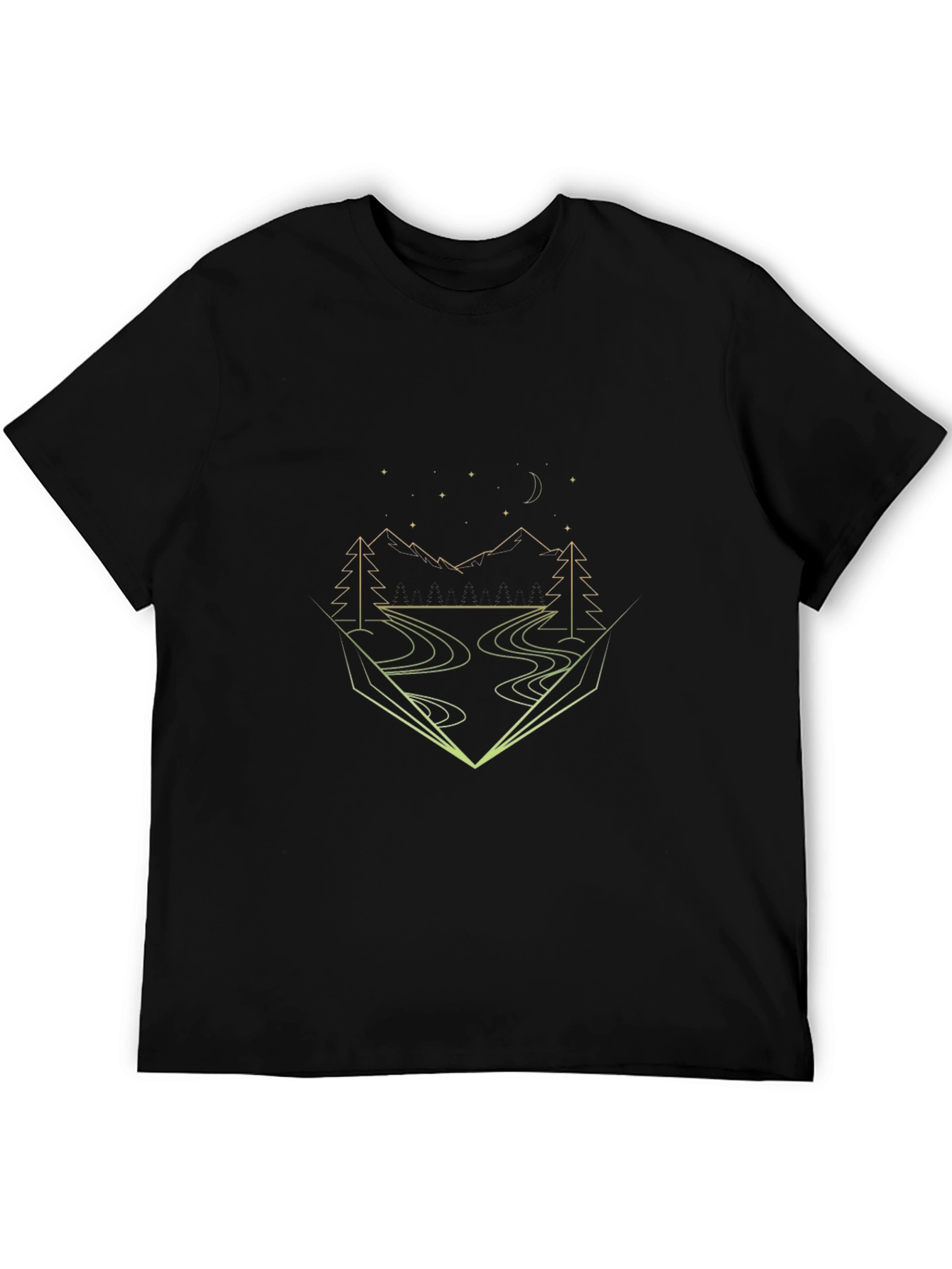 Geometric Landscape Graphic Tee - Black Cotton Blend