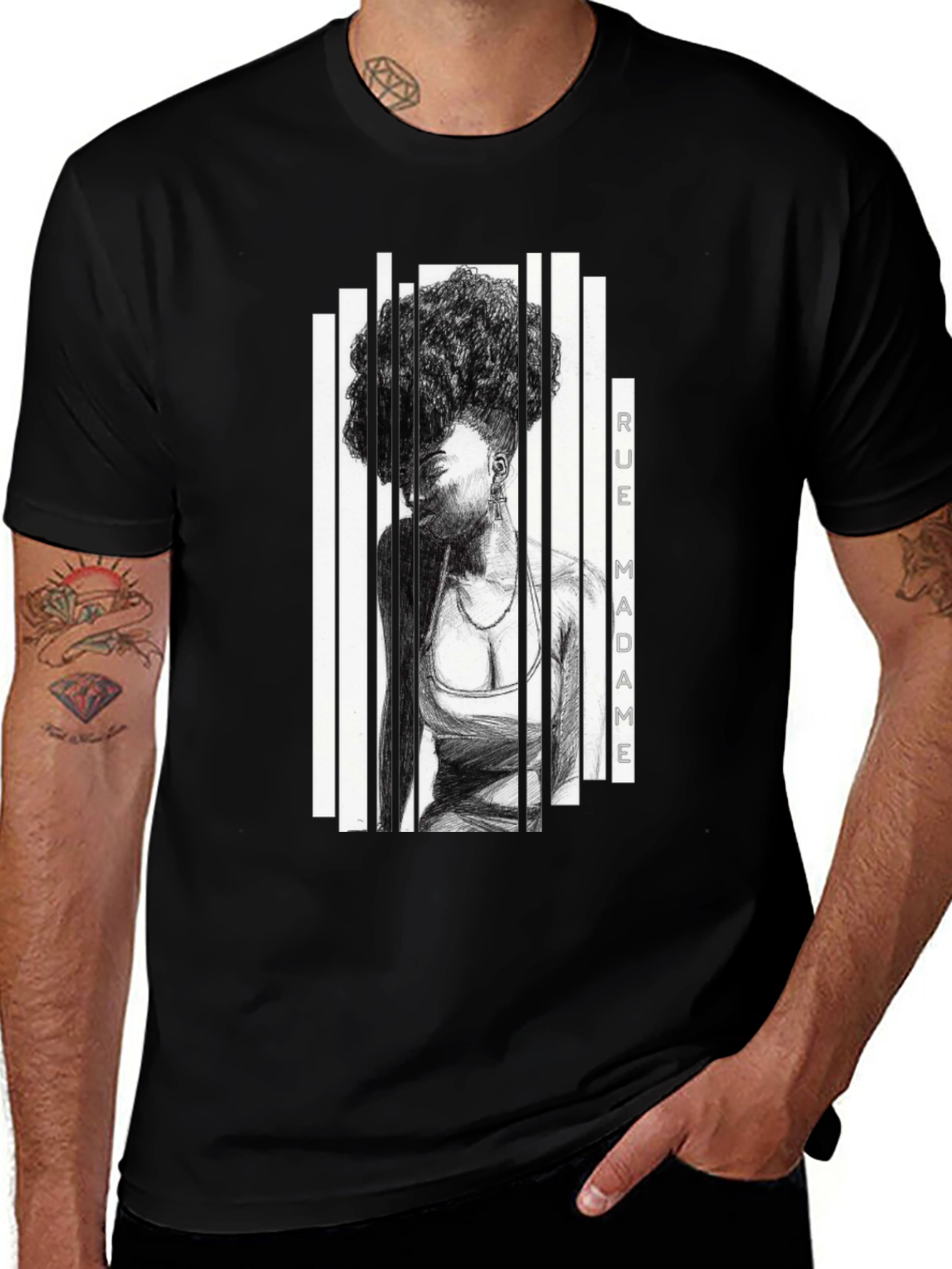 Rue Madame Graphic Print Black T-Shirt