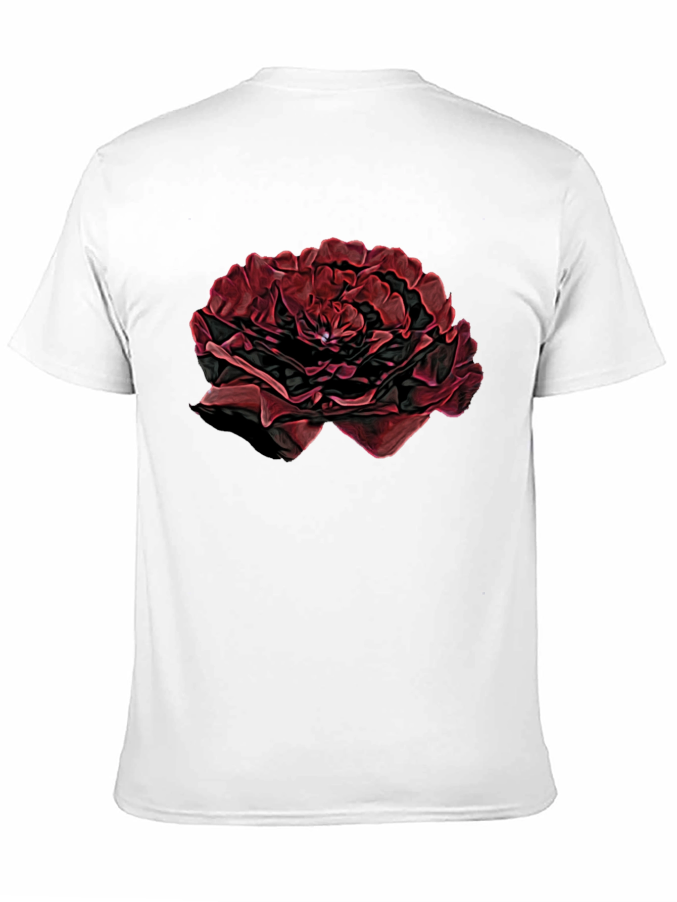 Black T-Shirt with Red Rose Design
