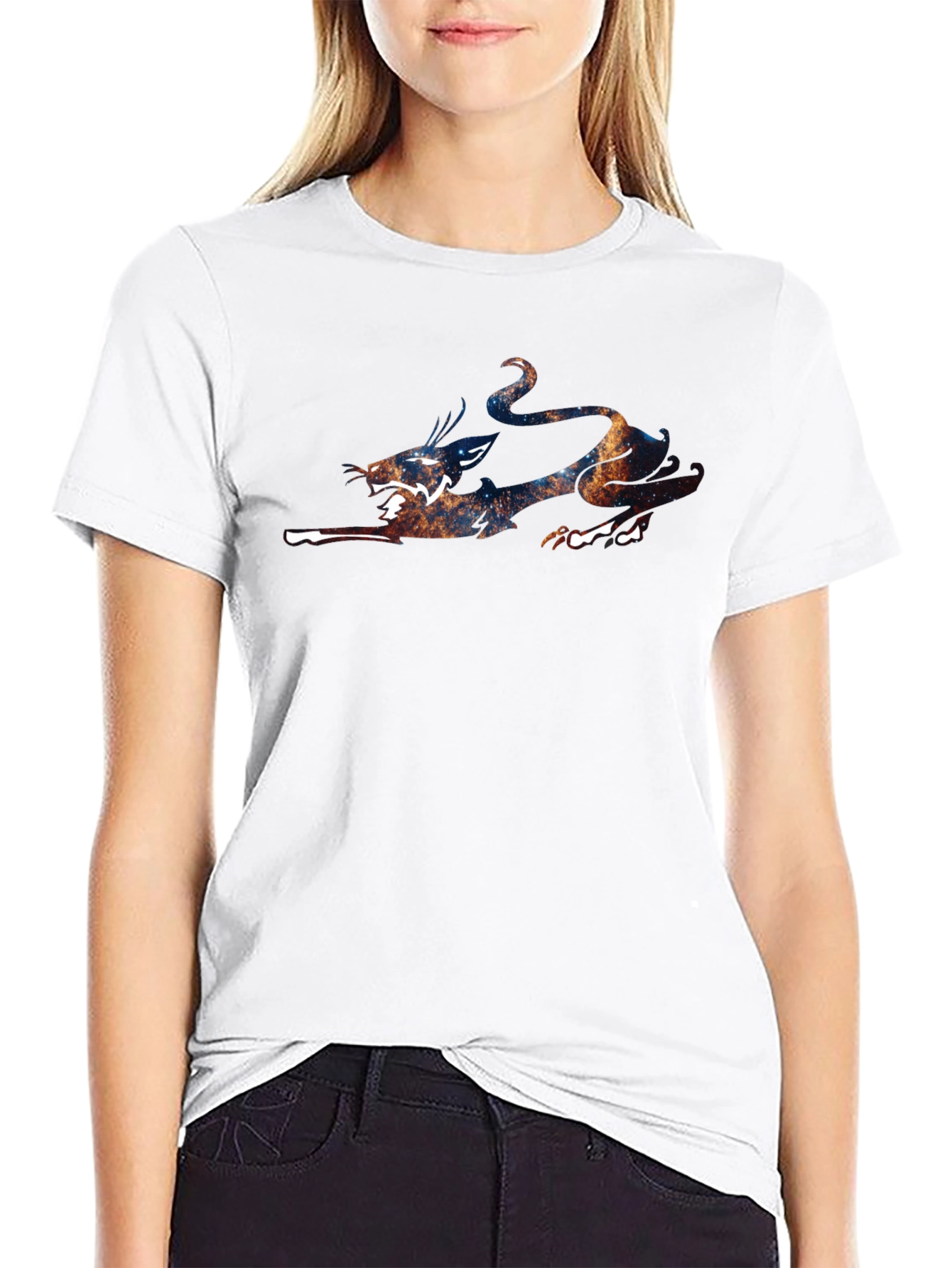 Cosmic Dragon Graphic Tee - Black Cotton Blend