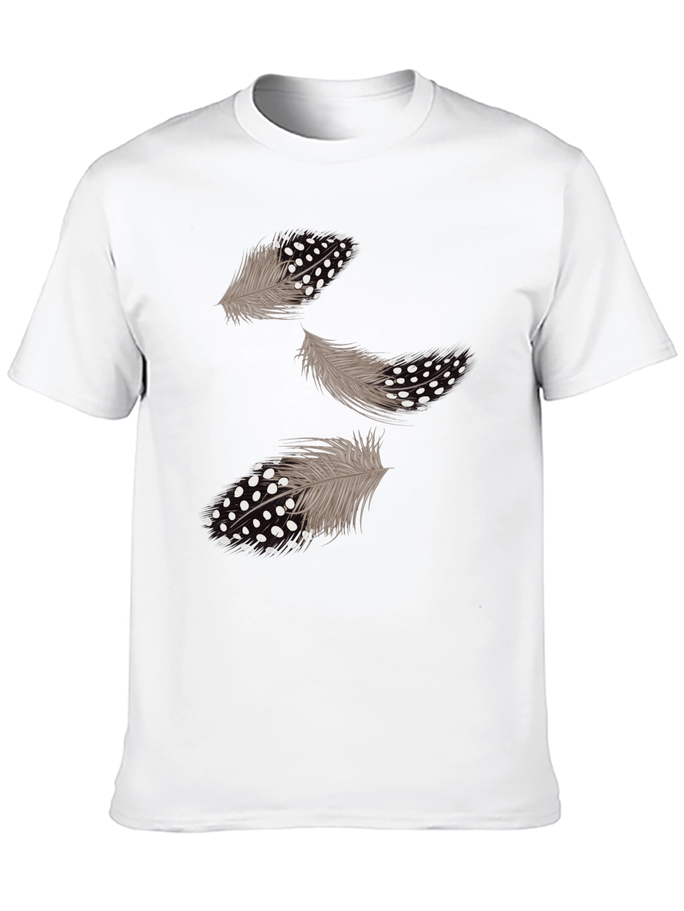 Feather Print Black Casual T-Shirt