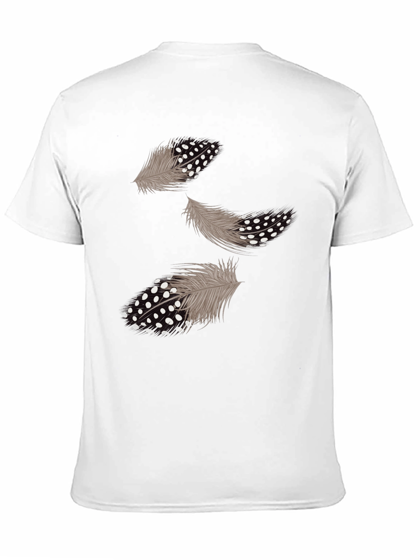 Feather Print Black Casual T-Shirt
