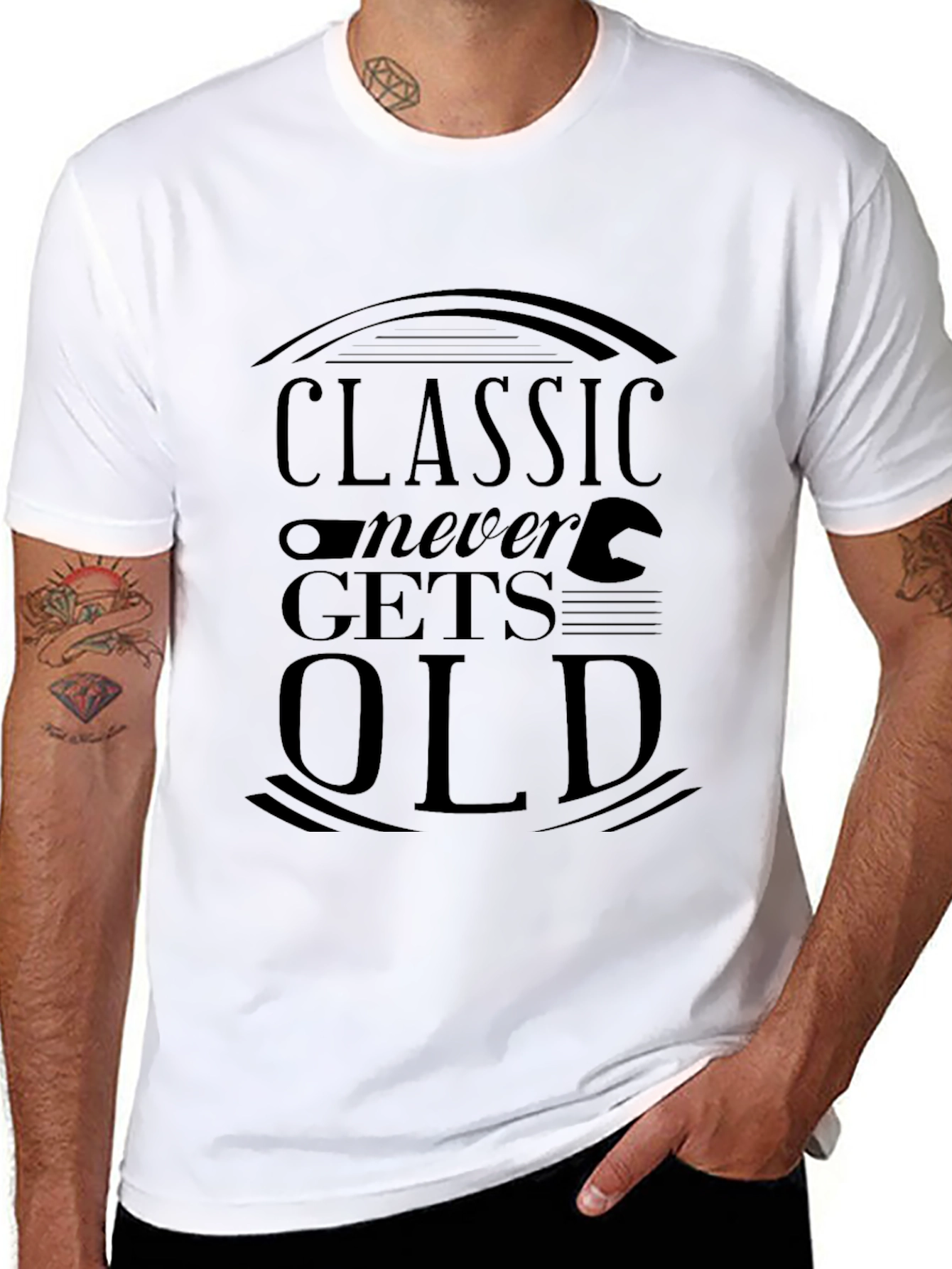 Classic Never Gets Old Graphic Tee - Black