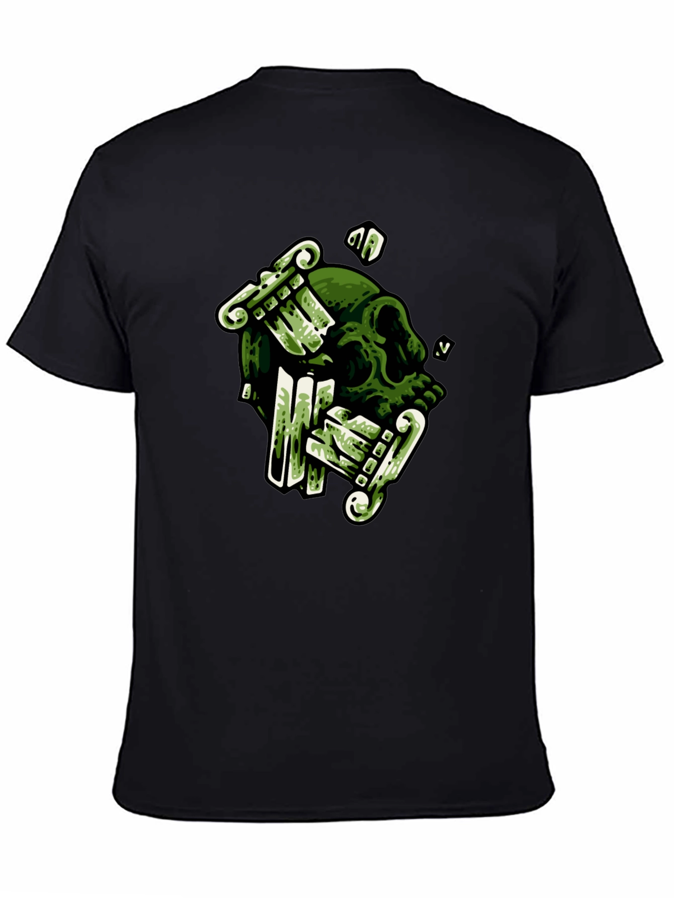 Skull & Columns Graphic Black T-Shirt