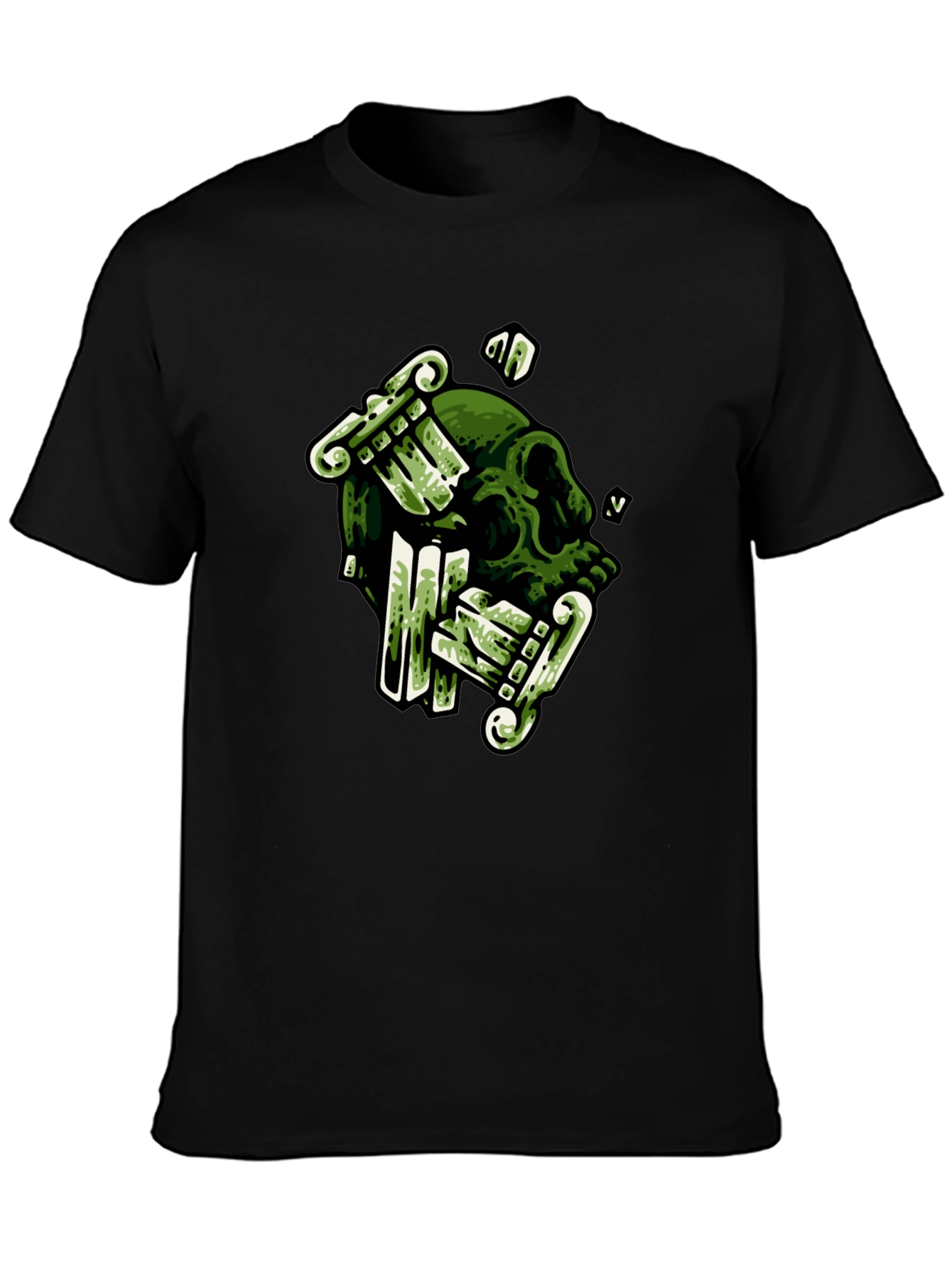 Skull & Columns Graphic Black T-Shirt