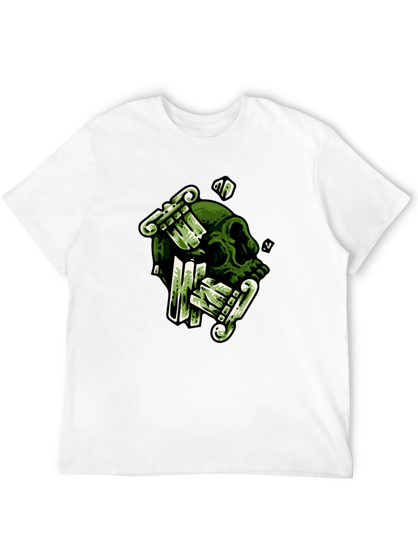 Skull & Columns Graphic Black T-Shirt