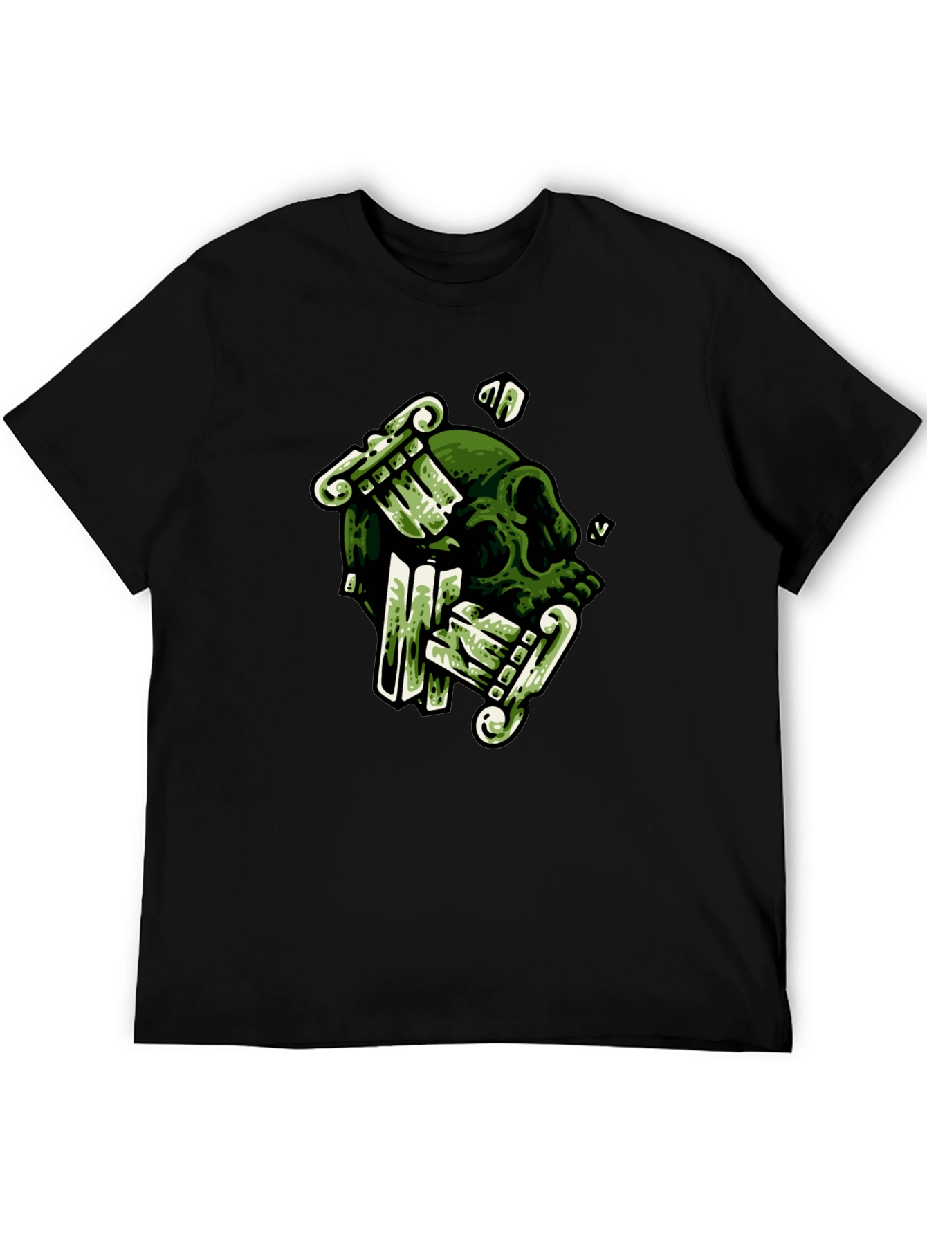 Skull & Columns Graphic Black T-Shirt