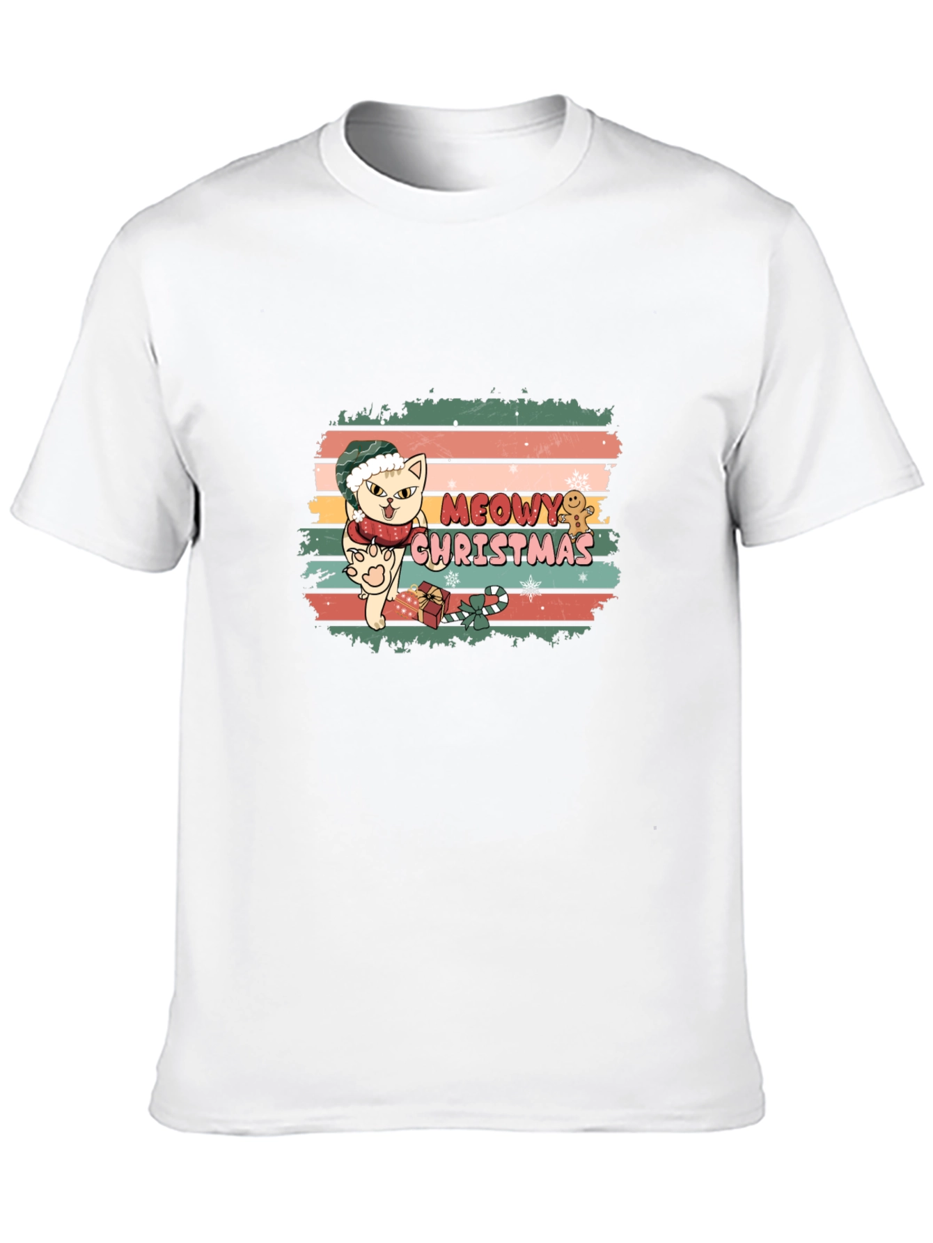 Meowy Christmas Cat T-Shirt - Holiday Festive Tee