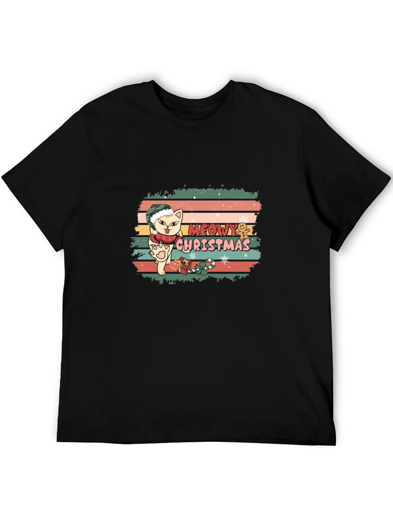 Meowy Christmas Cat T-Shirt - Holiday Festive Tee
