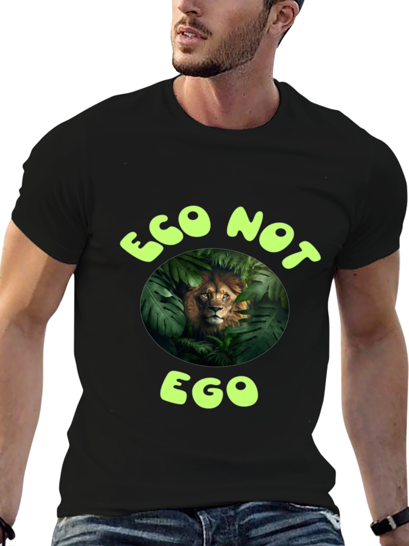 Eco Not Ego Lion Graphic Tee - Sustainable Fashion