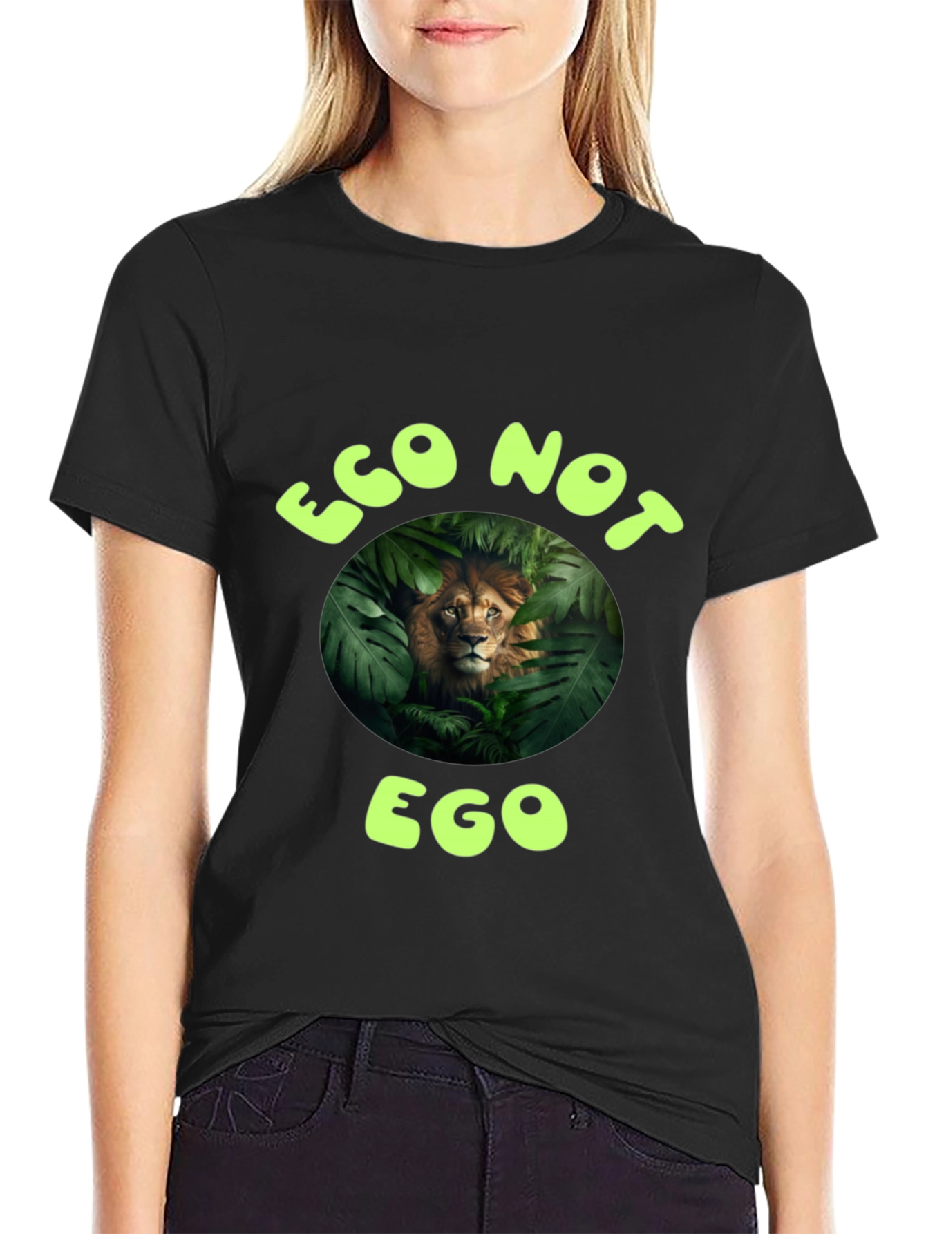 Eco Not Ego Lion Graphic Tee - Sustainable Fashion