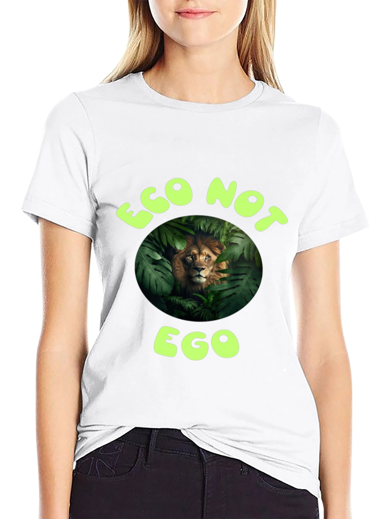 Eco Not Ego Lion Graphic Tee - Sustainable Fashion
