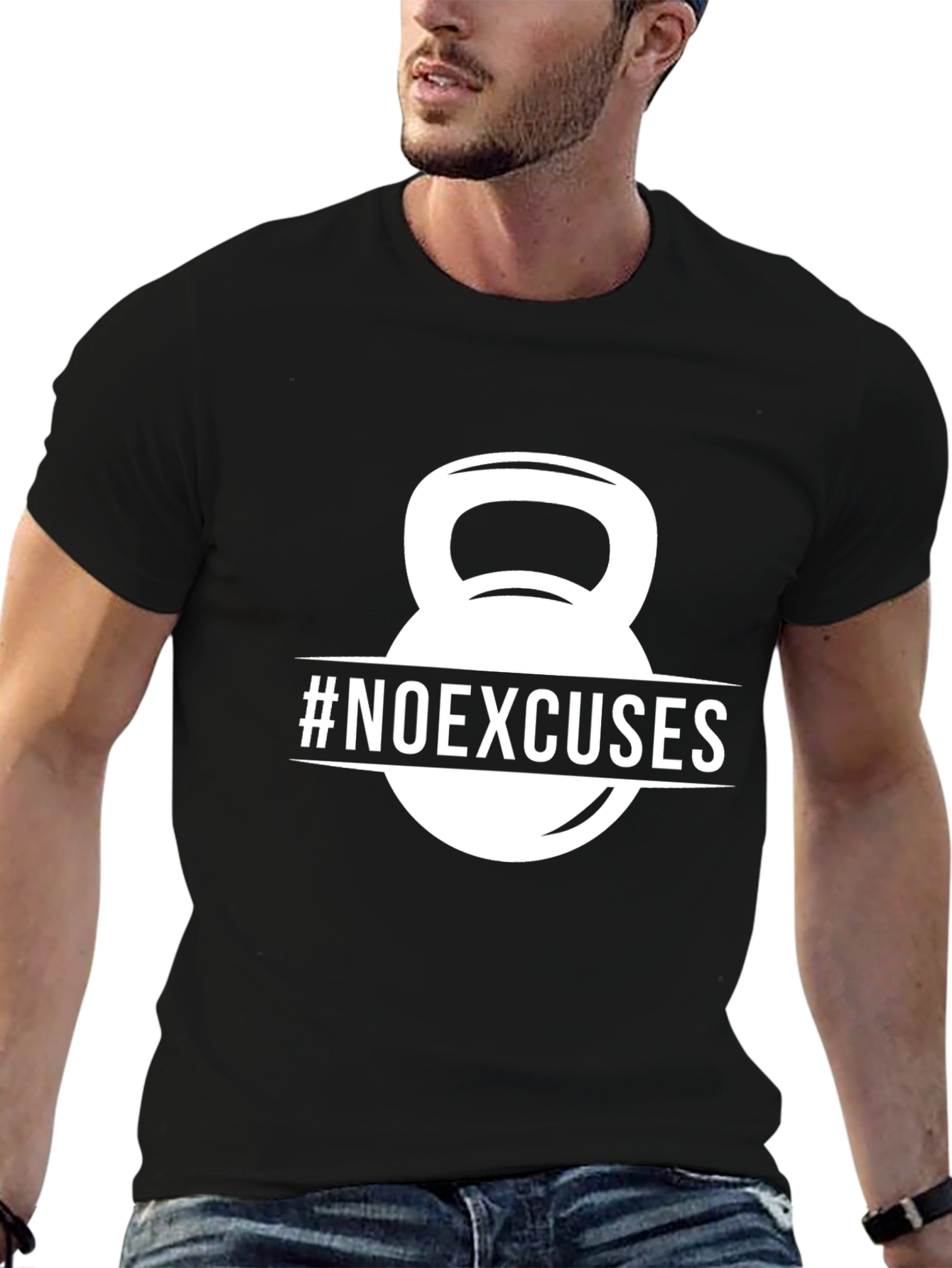 No Excuses Kettlebell Graphic T-Shirt - Black