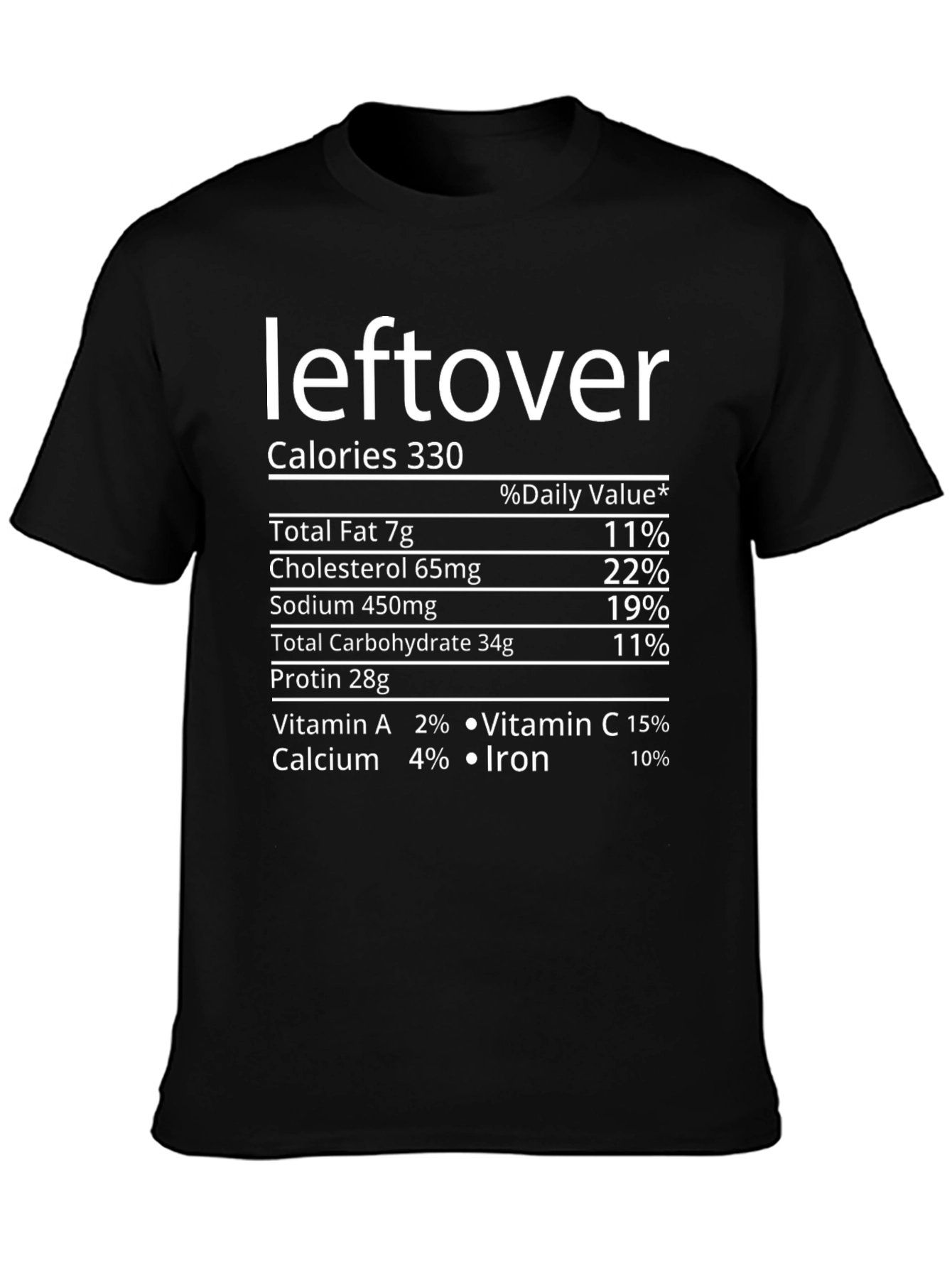 Leftover Nutrition Facts Funny Graphic Tee