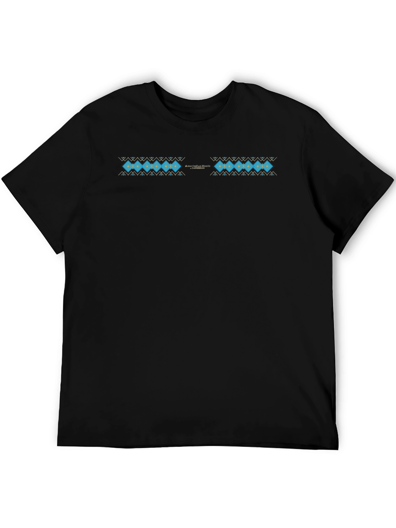Mens Black T-Shirt with Geometric Print