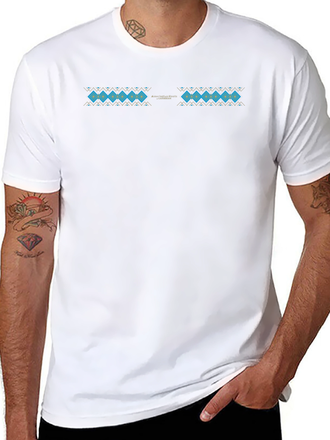 Mens Black T-Shirt with Geometric Print