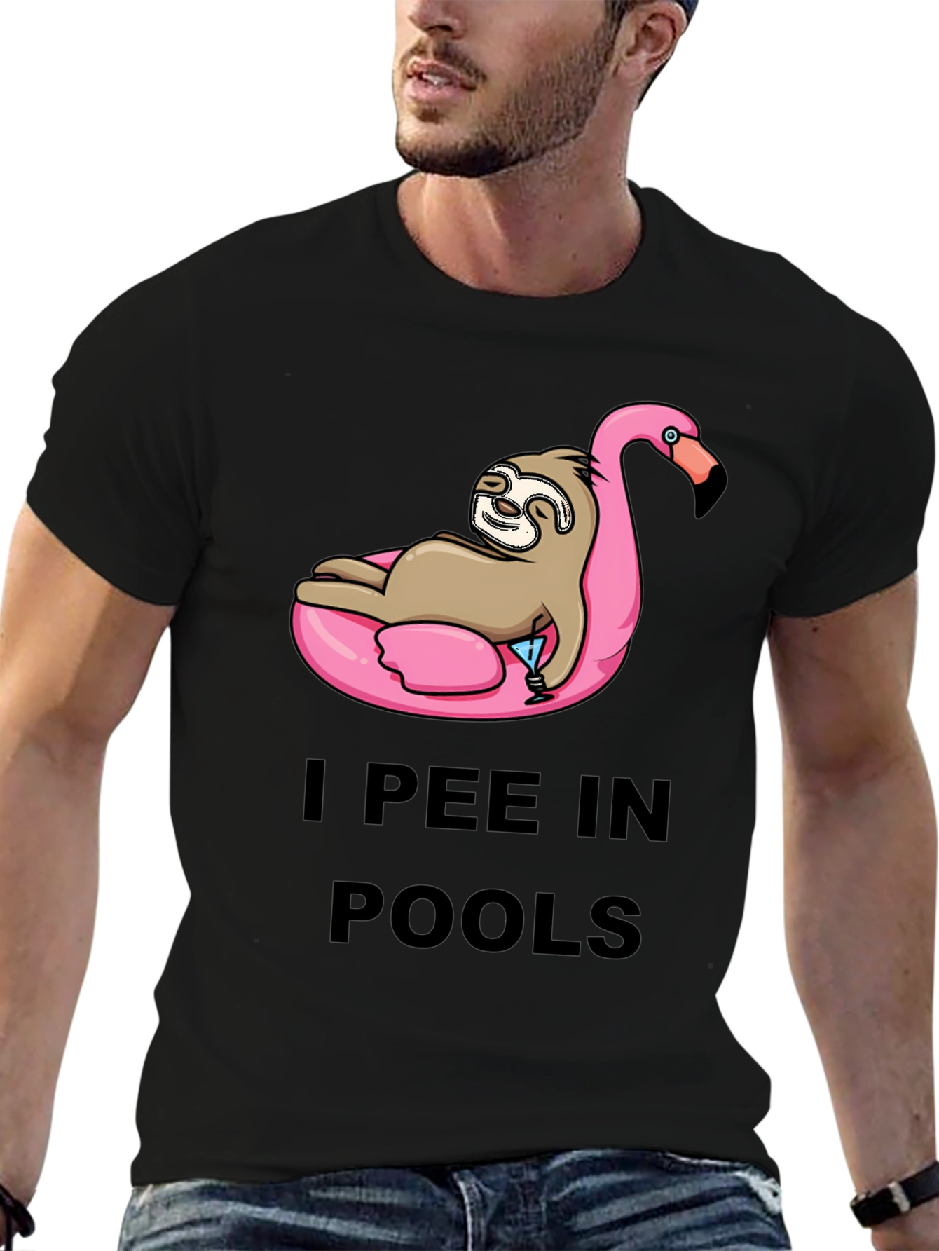 I Pee in Pools Sloth Flamingo T-Shirt