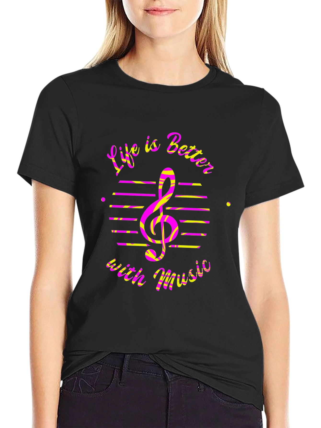 Life is Better with Music Black Graphic Tee