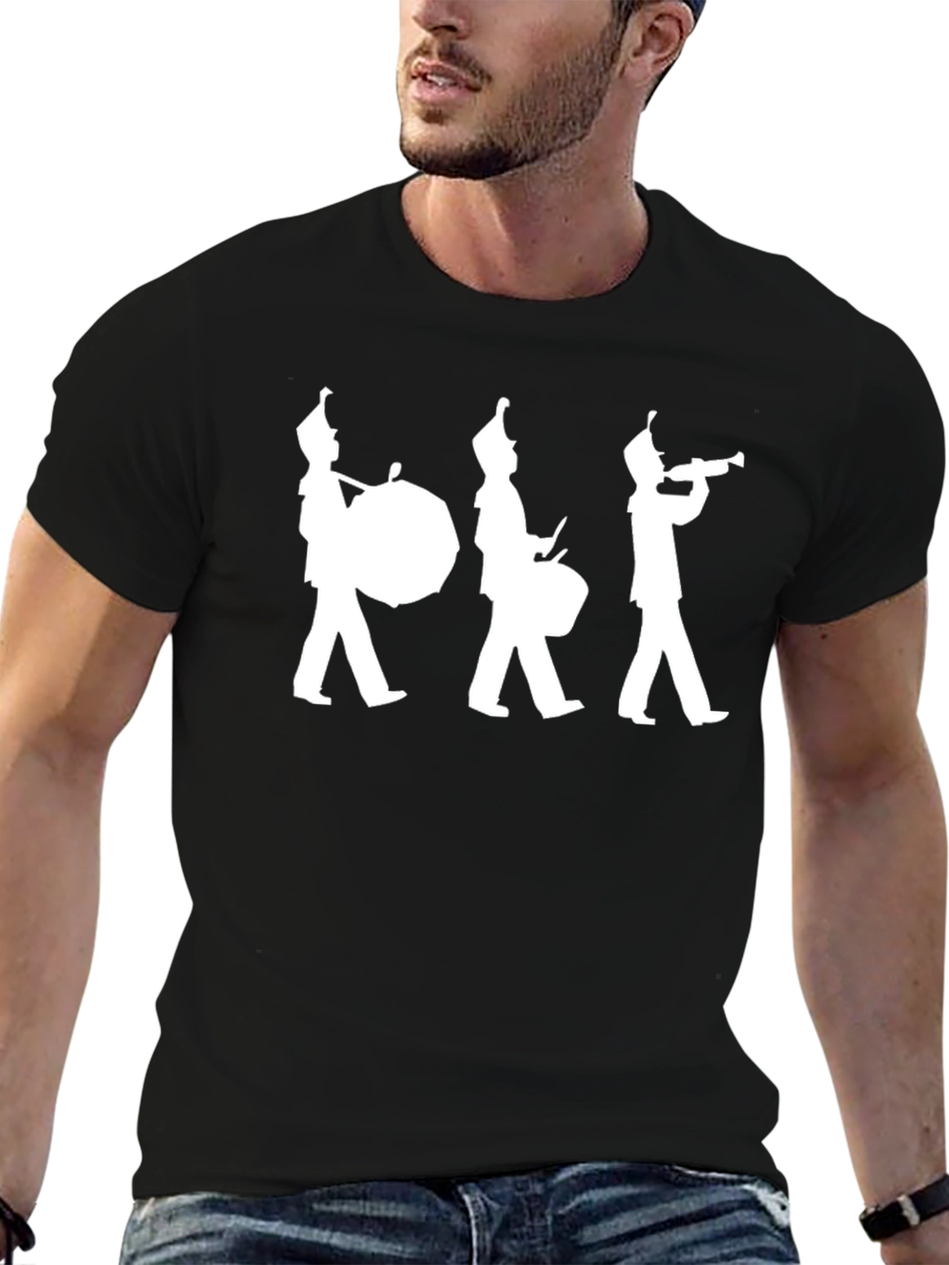 Marching Band Graphic Tee - Black Cotton T-Shirt