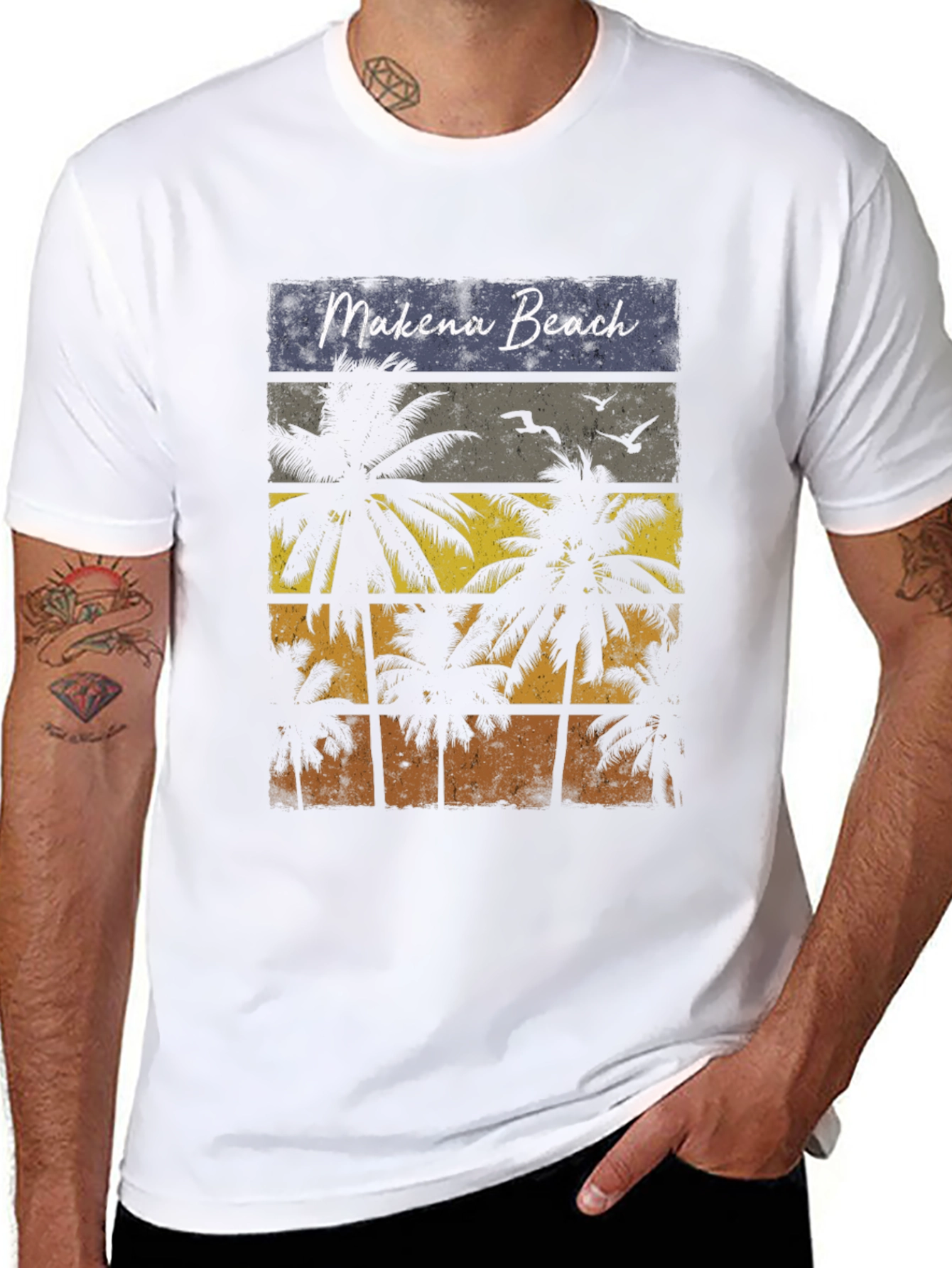 Makena Beach Palm Tree Graphic T-Shirt