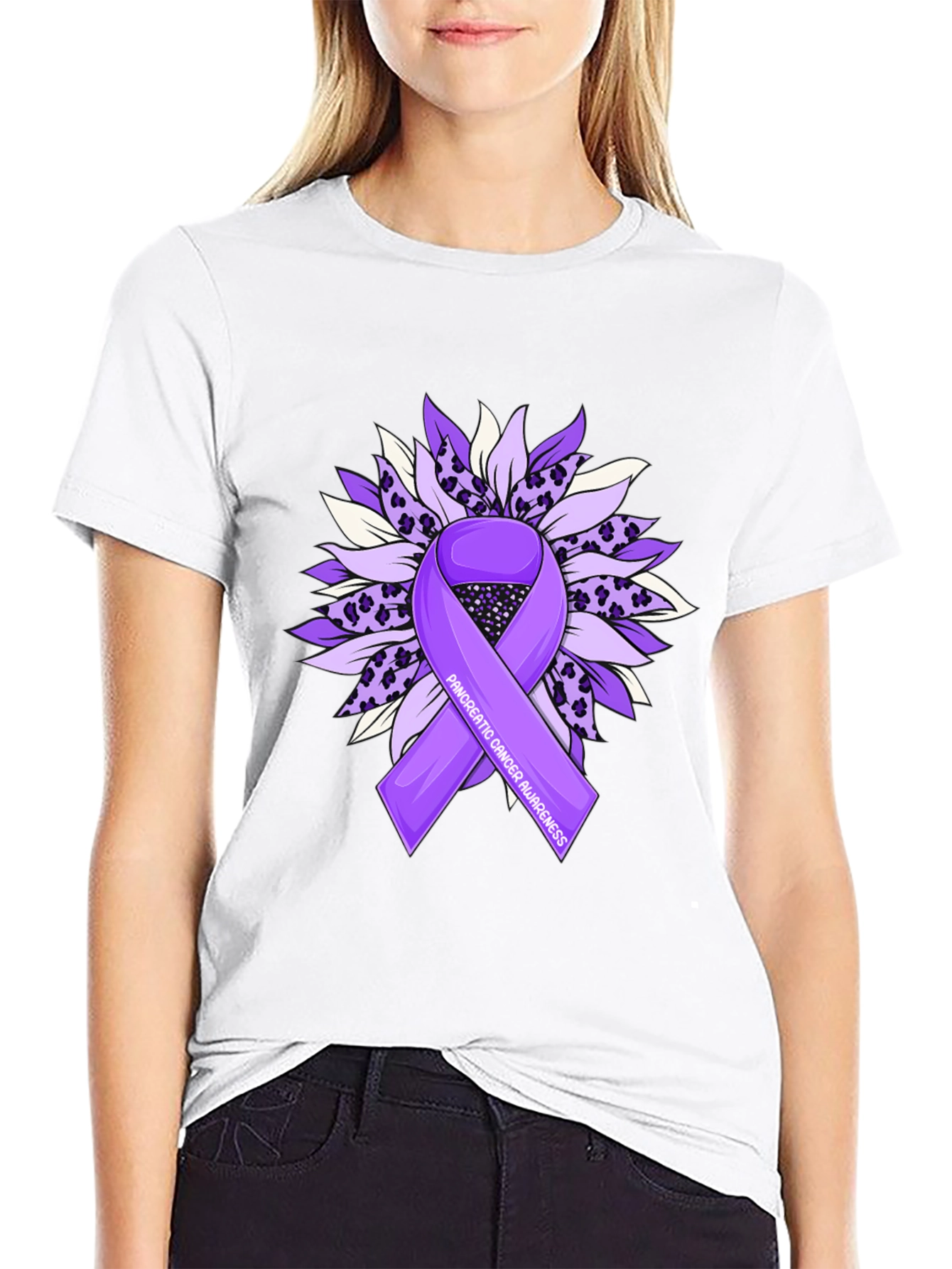 Pancreatic Cancer Awareness Ribbon Sunflower T-Shirt