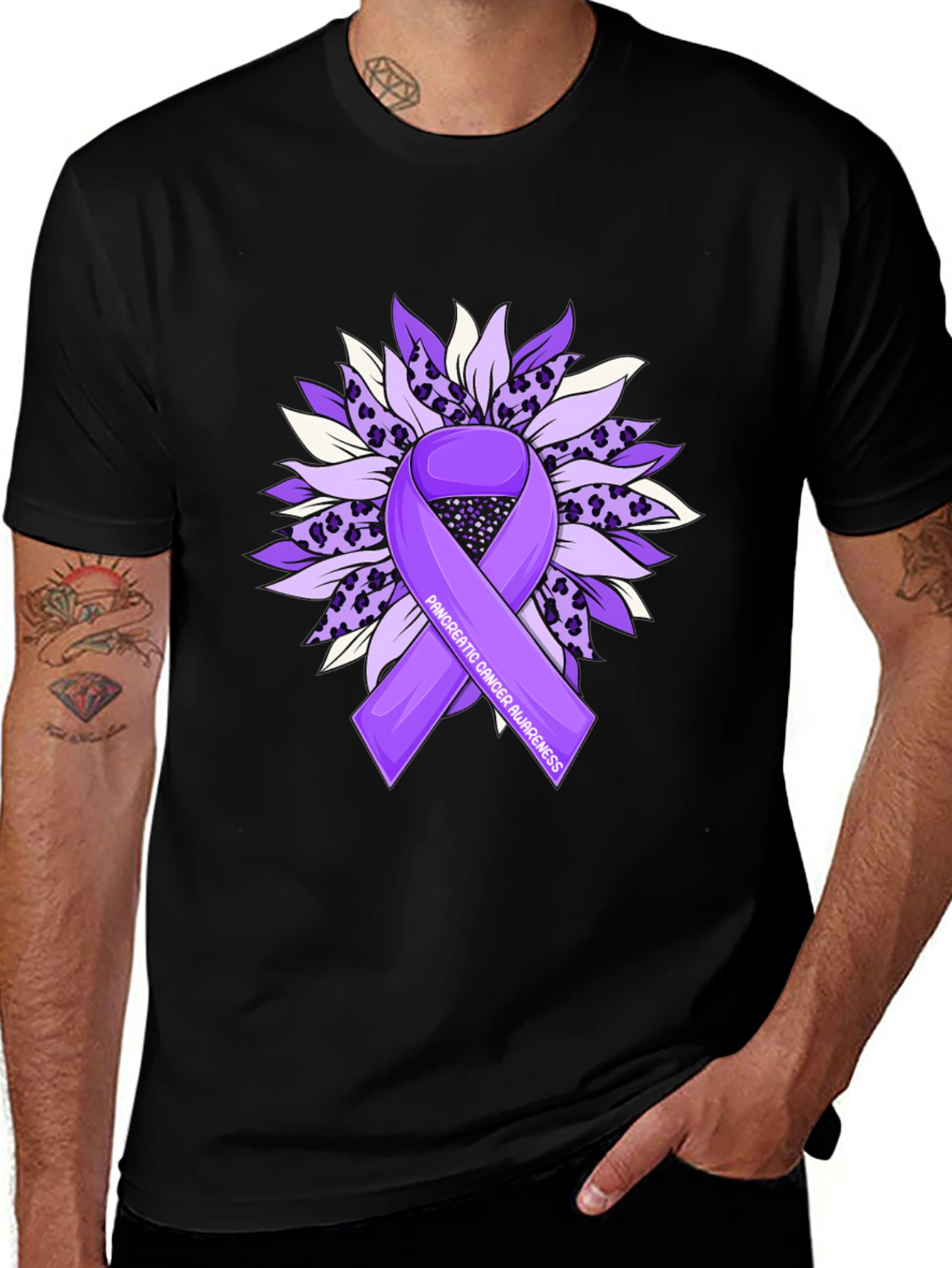 Pancreatic Cancer Awareness Ribbon Sunflower T-Shirt