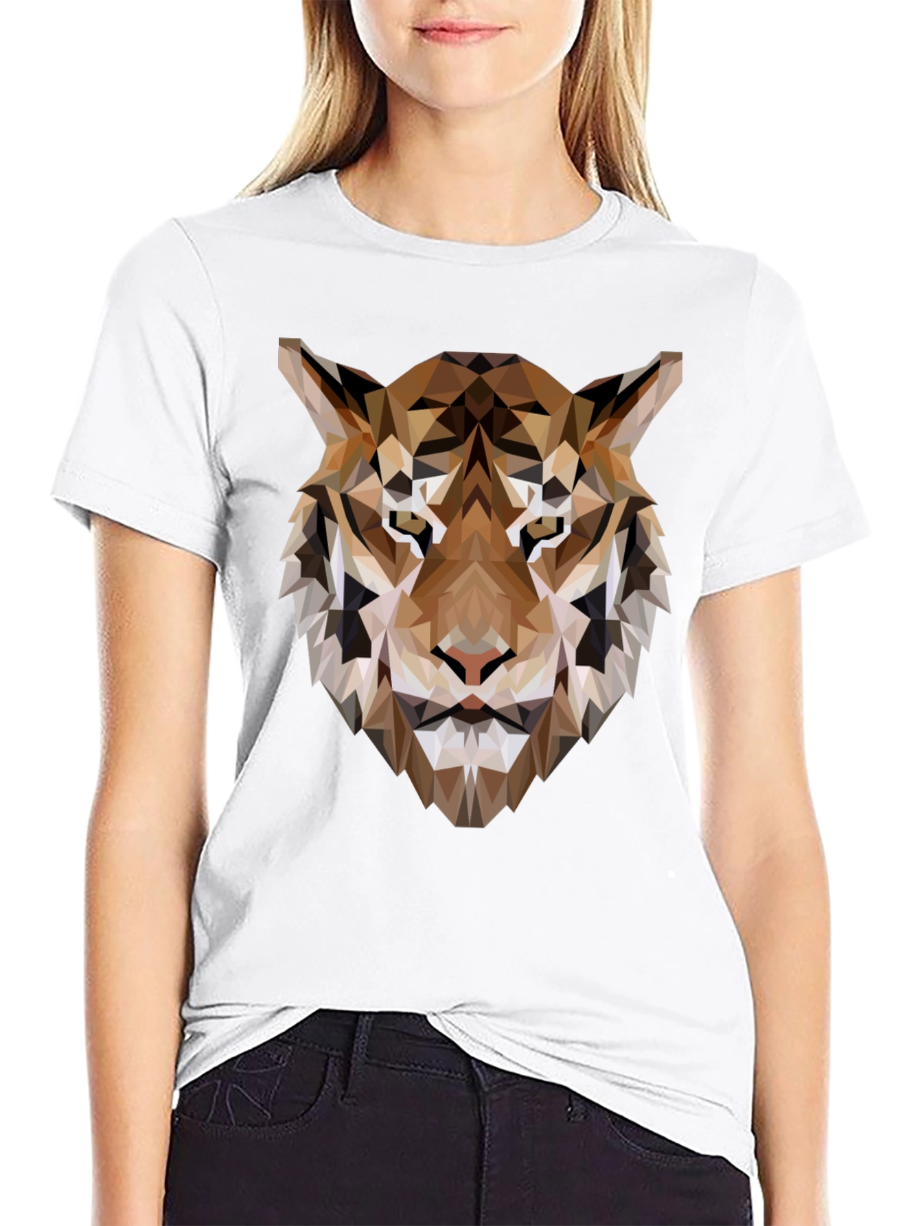 Geometric Tiger Graphic Tee - Modern Style