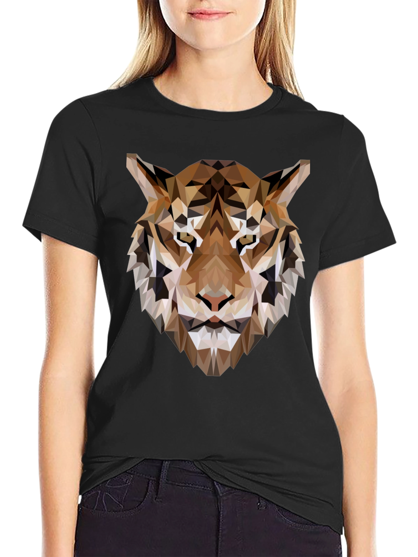 Geometric Tiger Graphic Tee - Modern Style