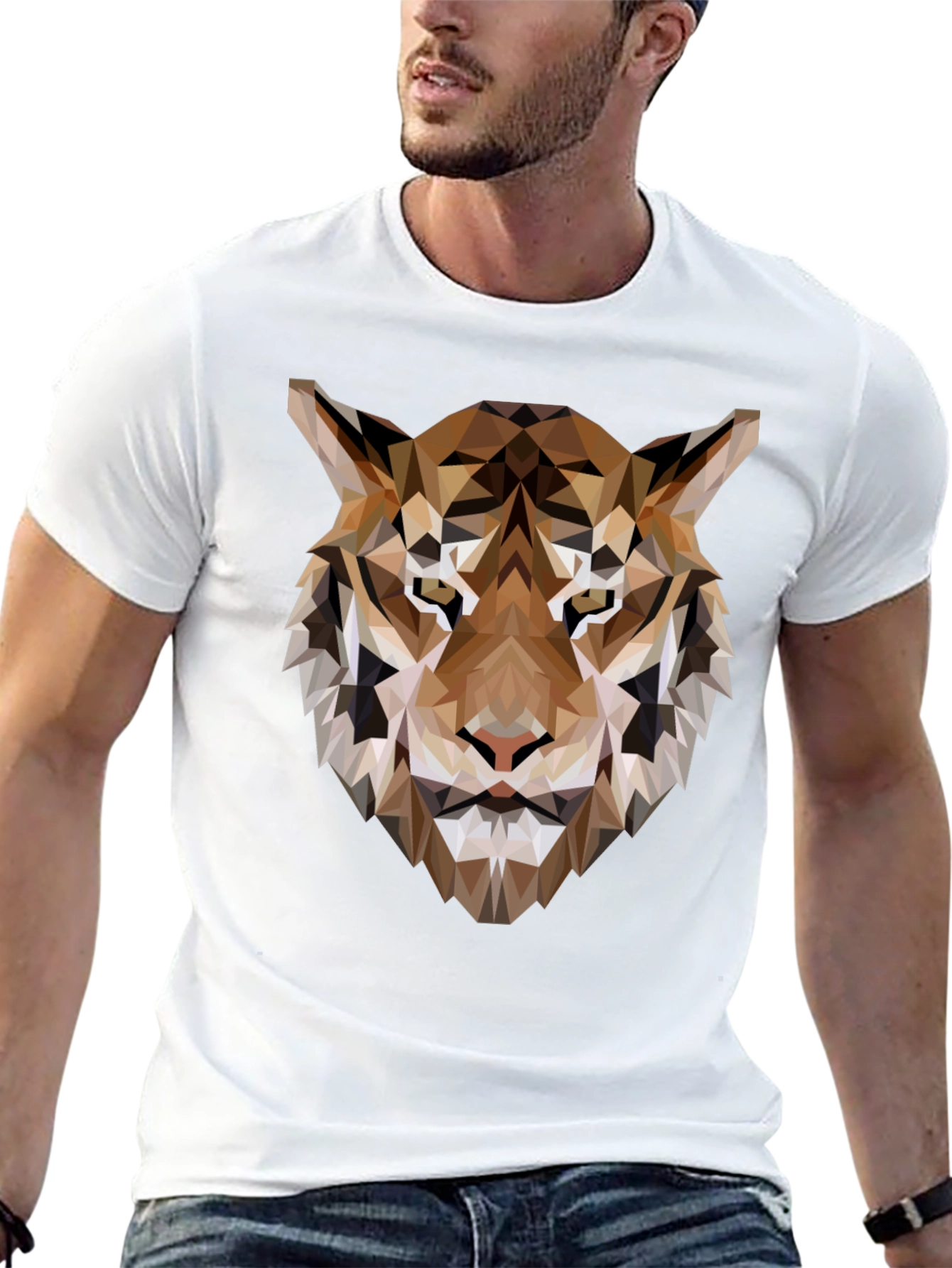 Geometric Tiger Graphic Tee - Modern Style
