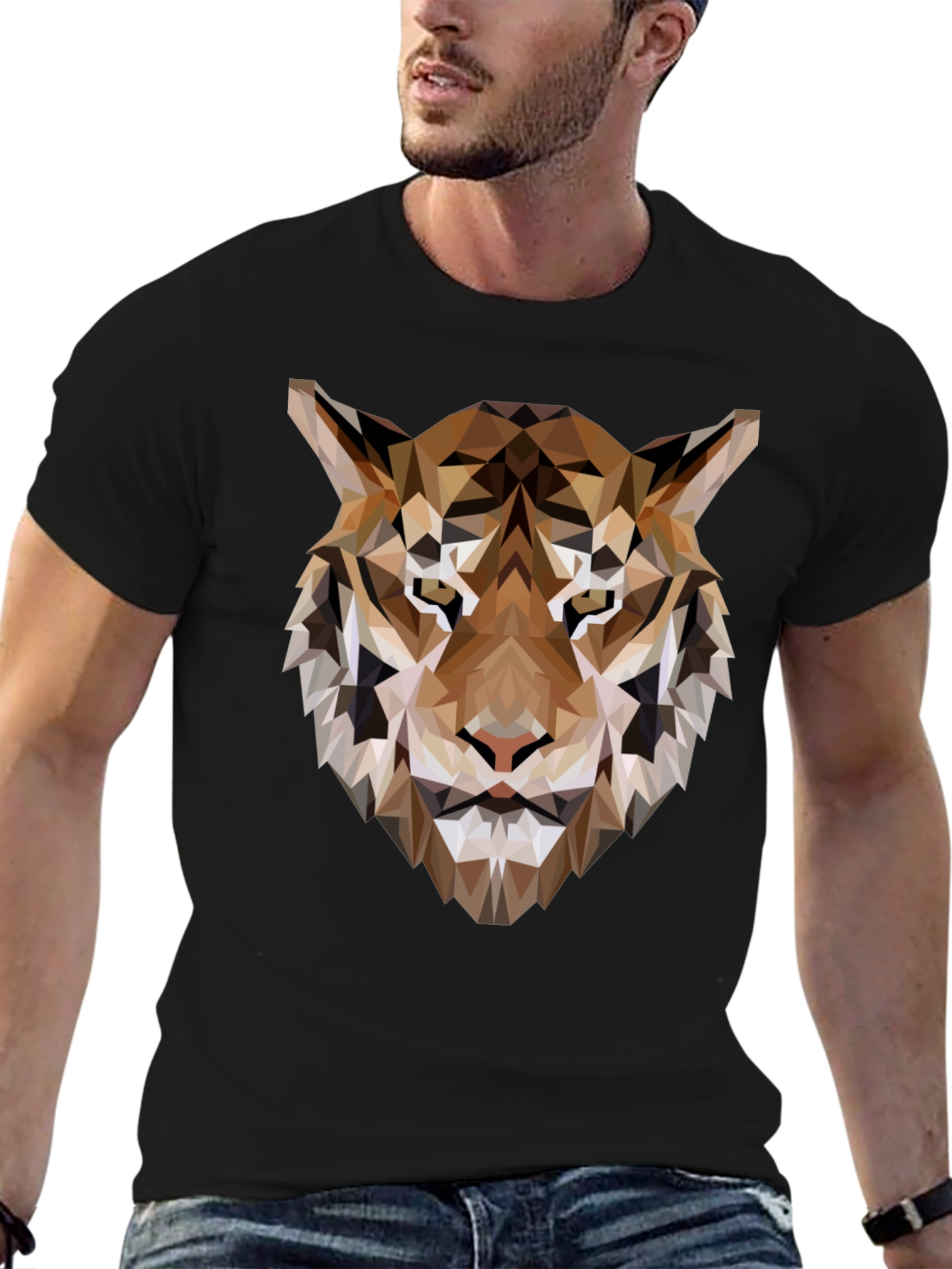 Geometric Tiger Graphic Tee - Modern Style