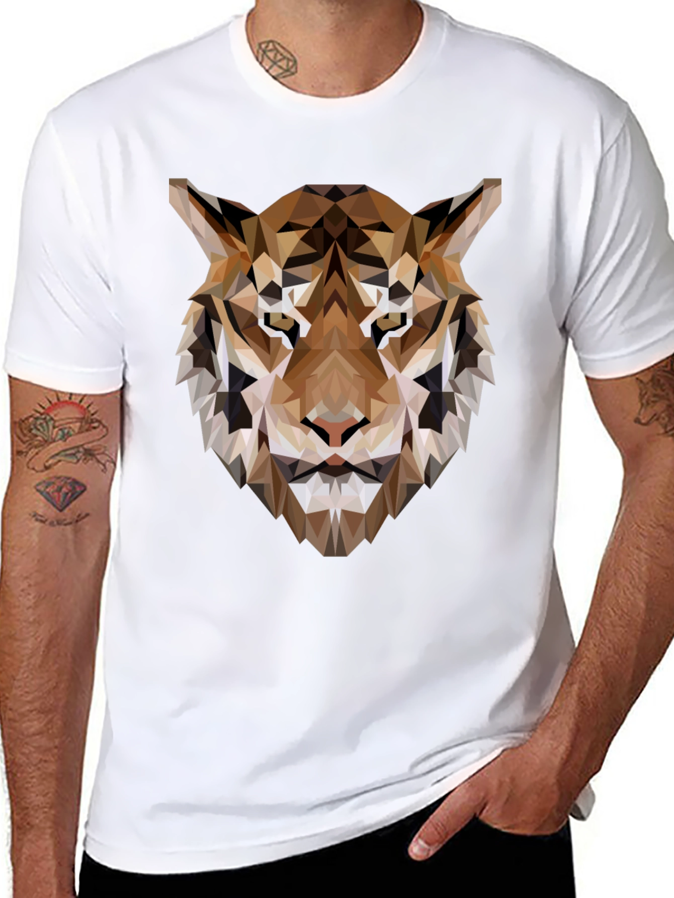 Geometric Tiger Graphic Tee - Modern Style