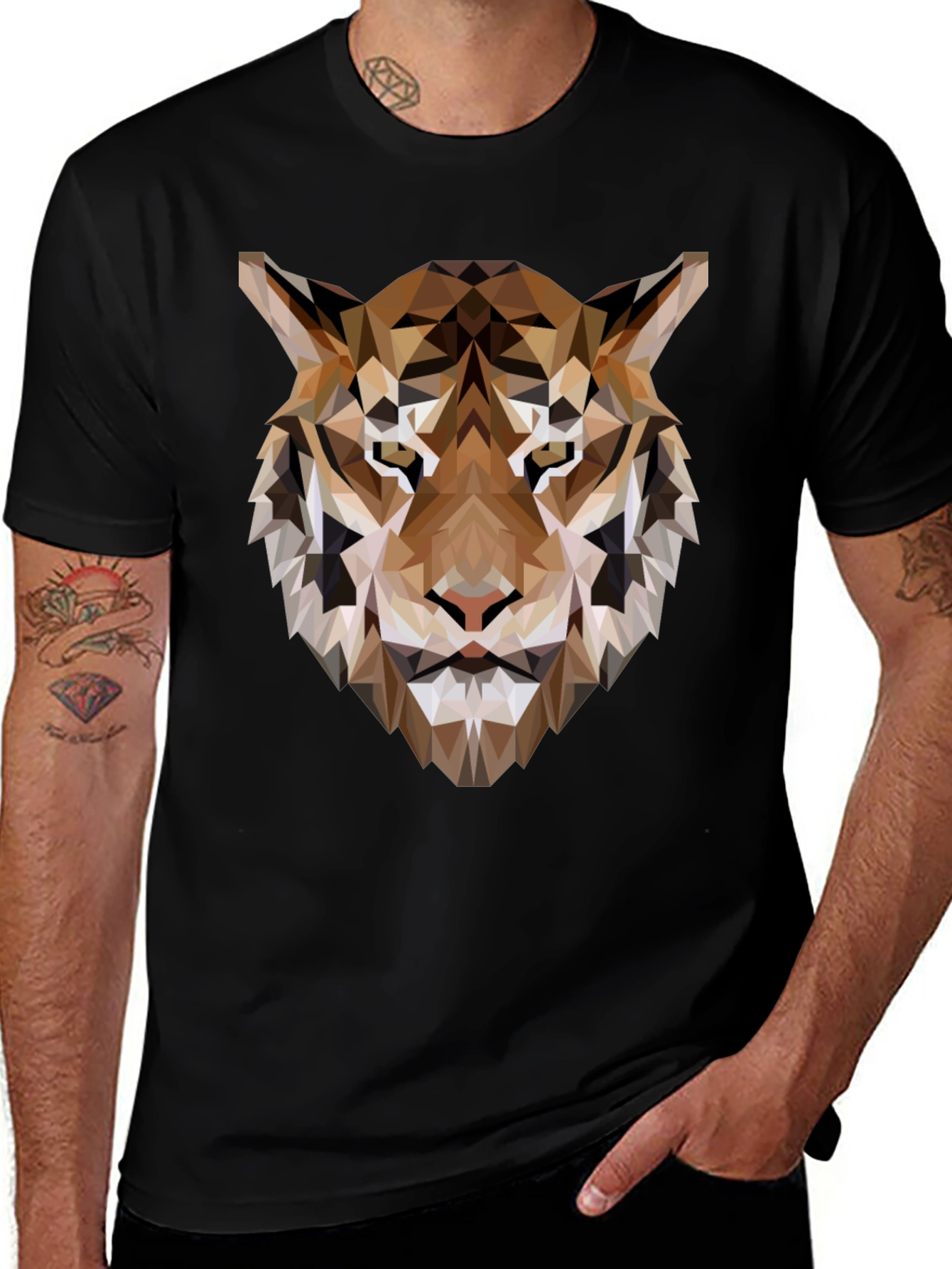 Geometric Tiger Graphic Tee - Modern Style