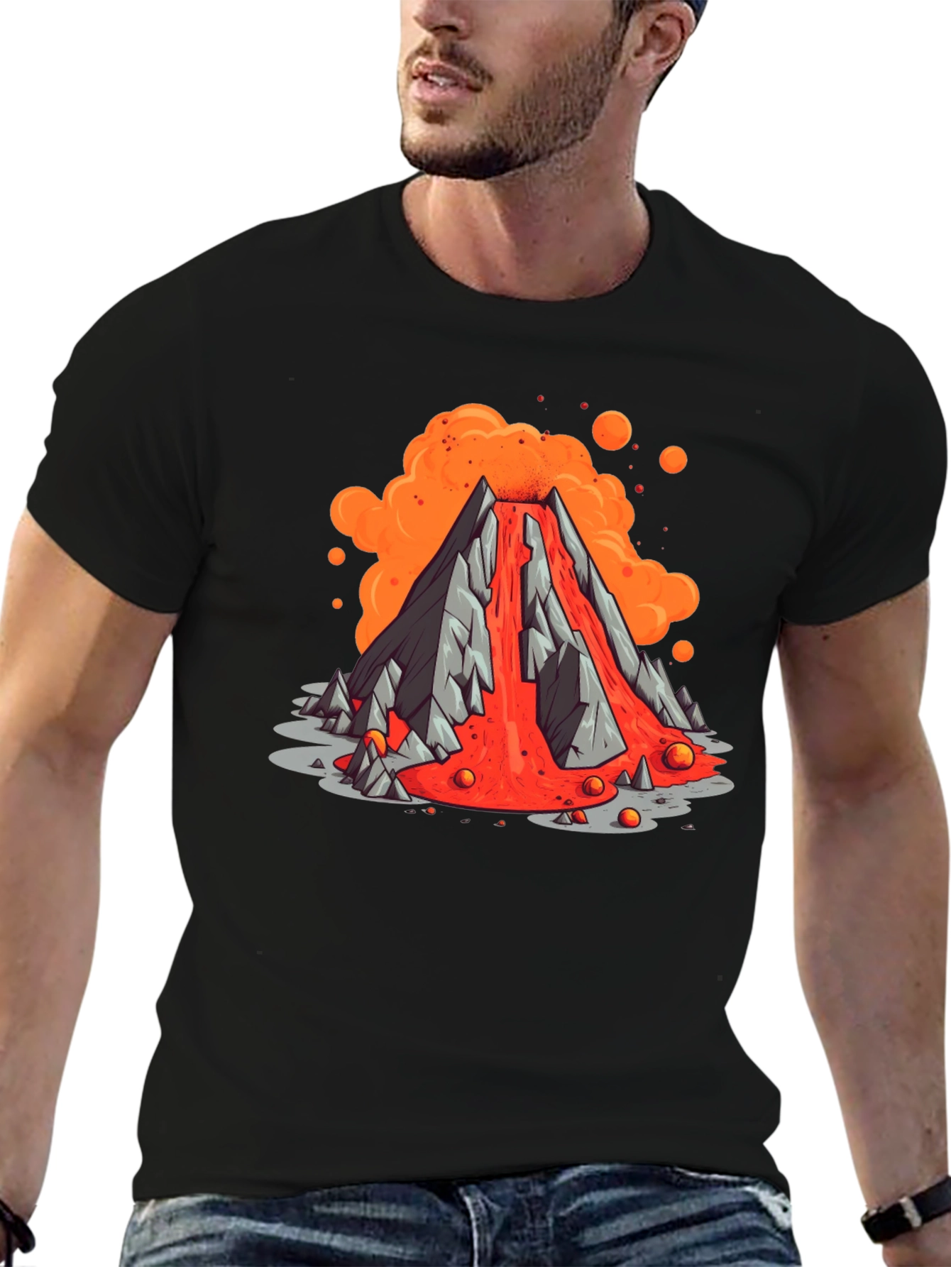 Volcano Lava Flow Graphic Tee - Black