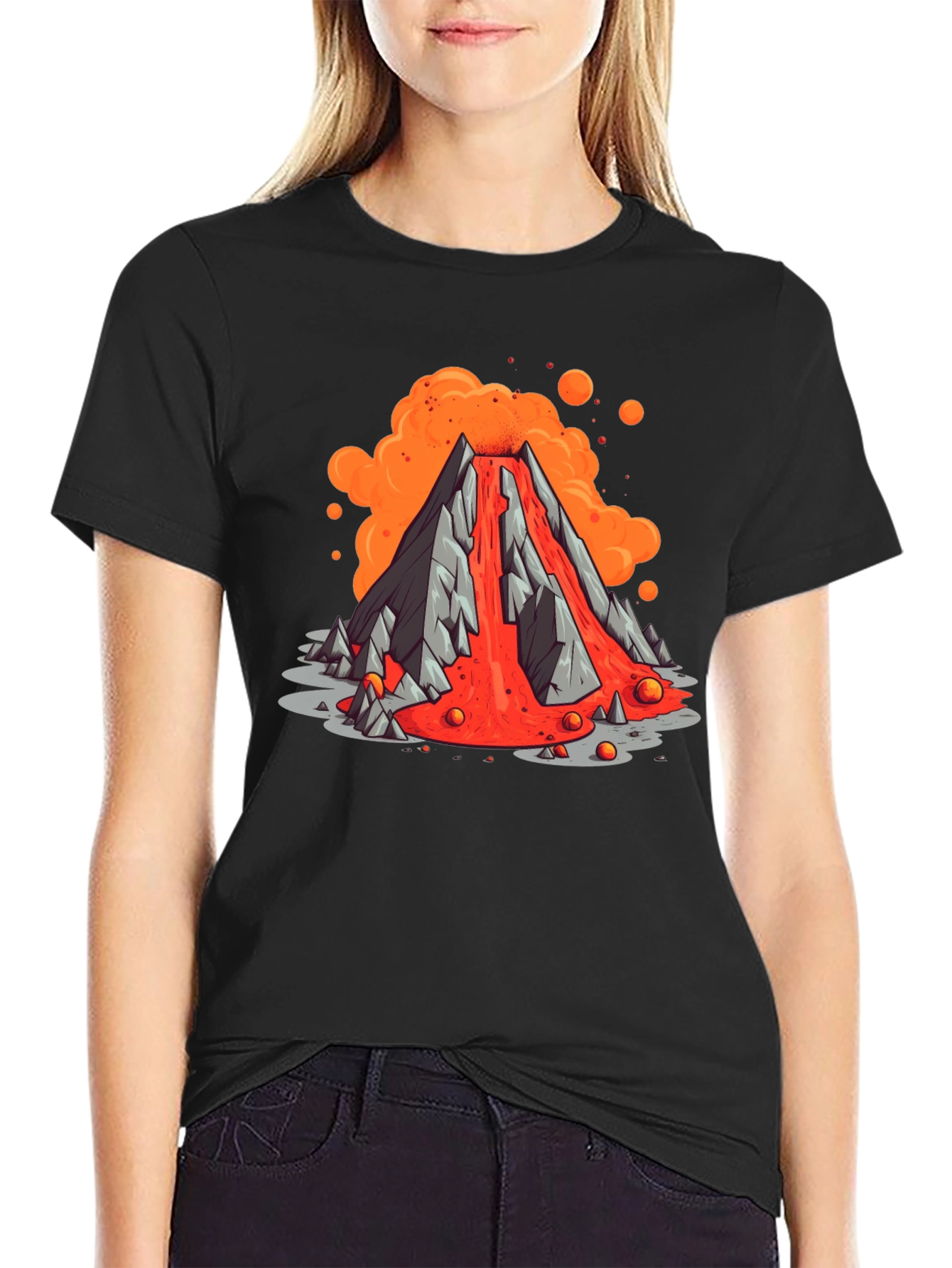 Volcano Lava Flow Graphic Tee - Black