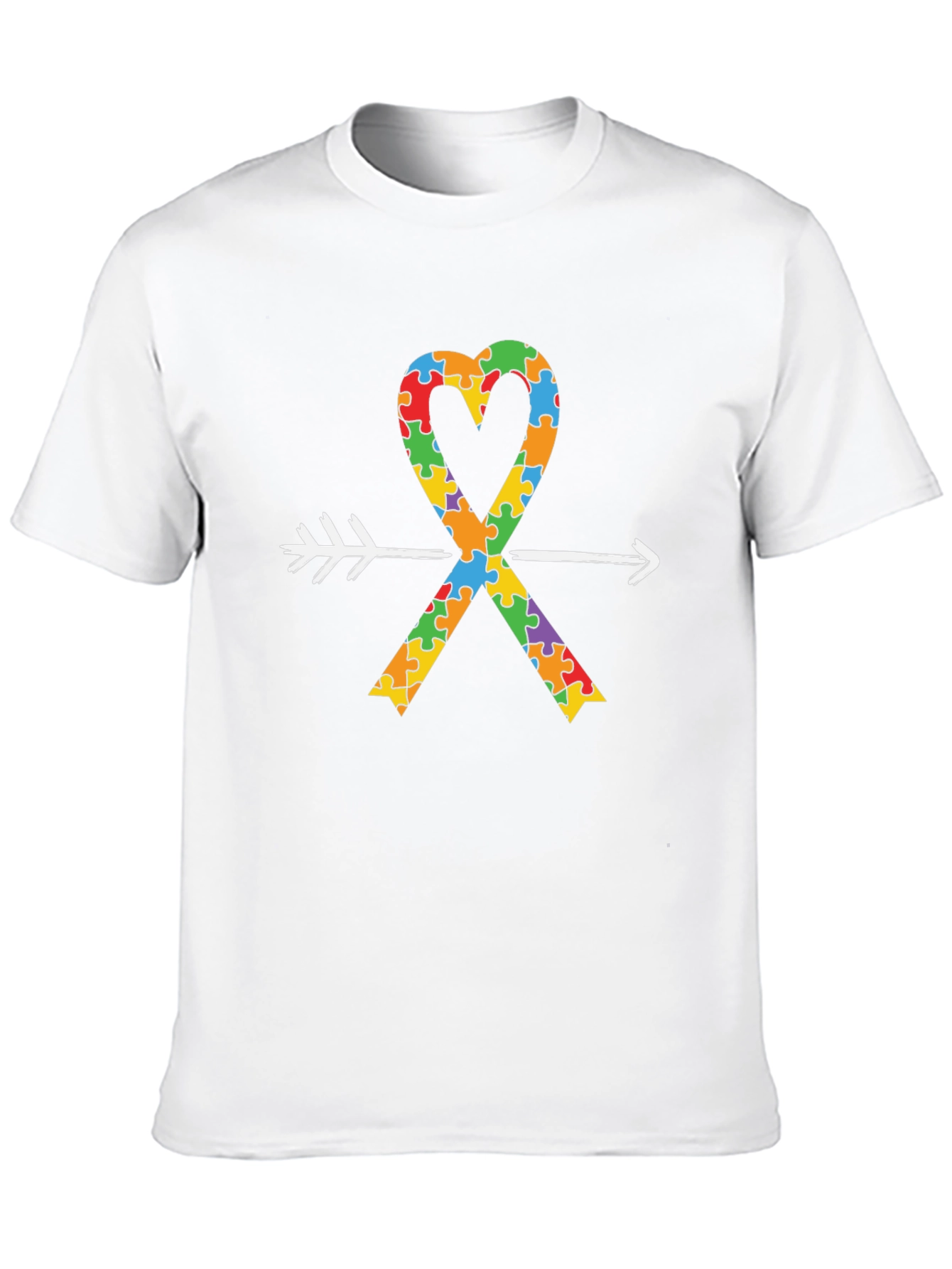 Autism Awareness Heart Arrow Black T-Shirt