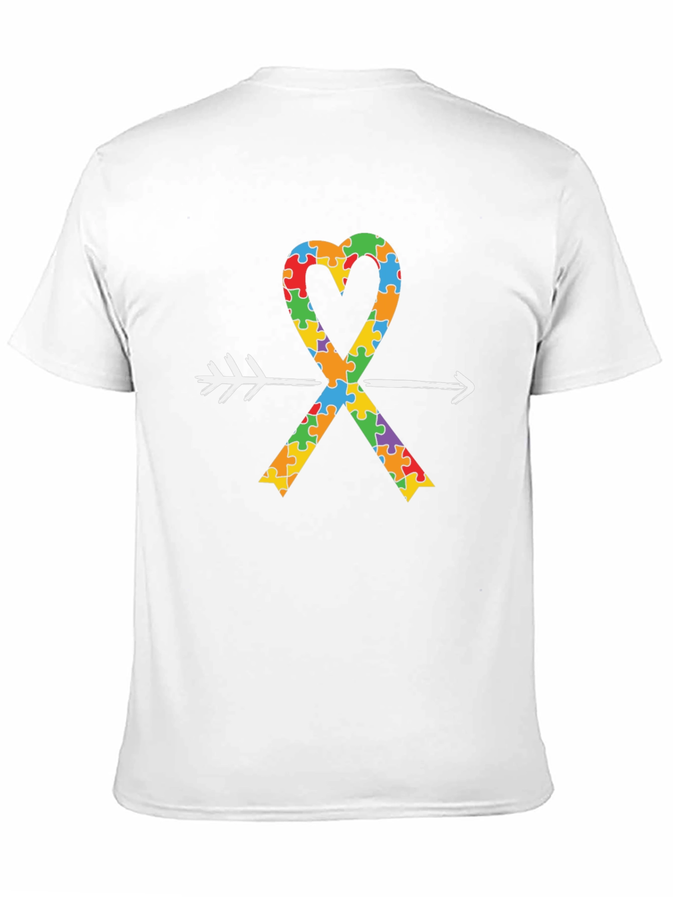 Autism Awareness Heart Arrow Black T-Shirt