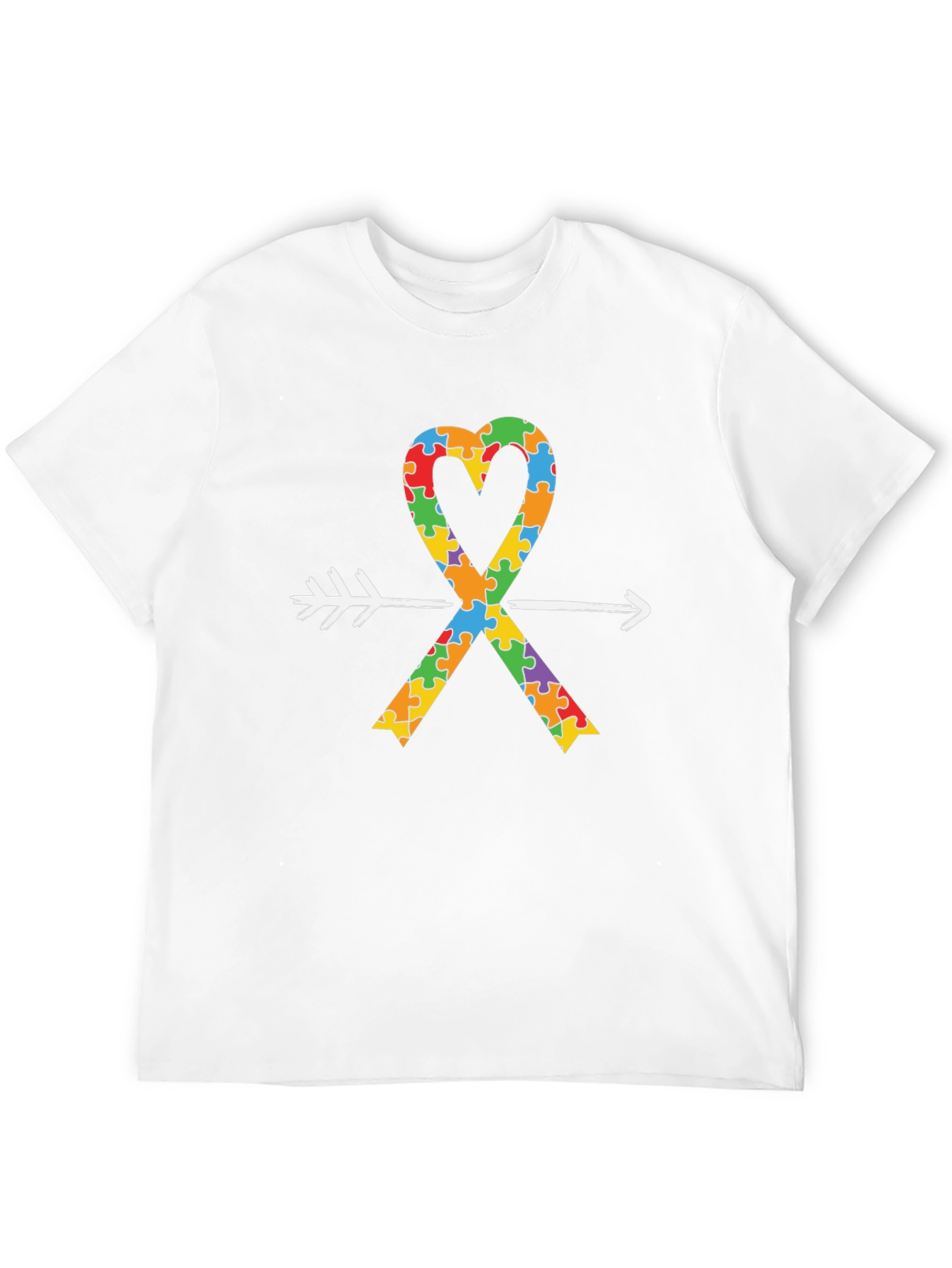 Autism Awareness Heart Arrow Black T-Shirt