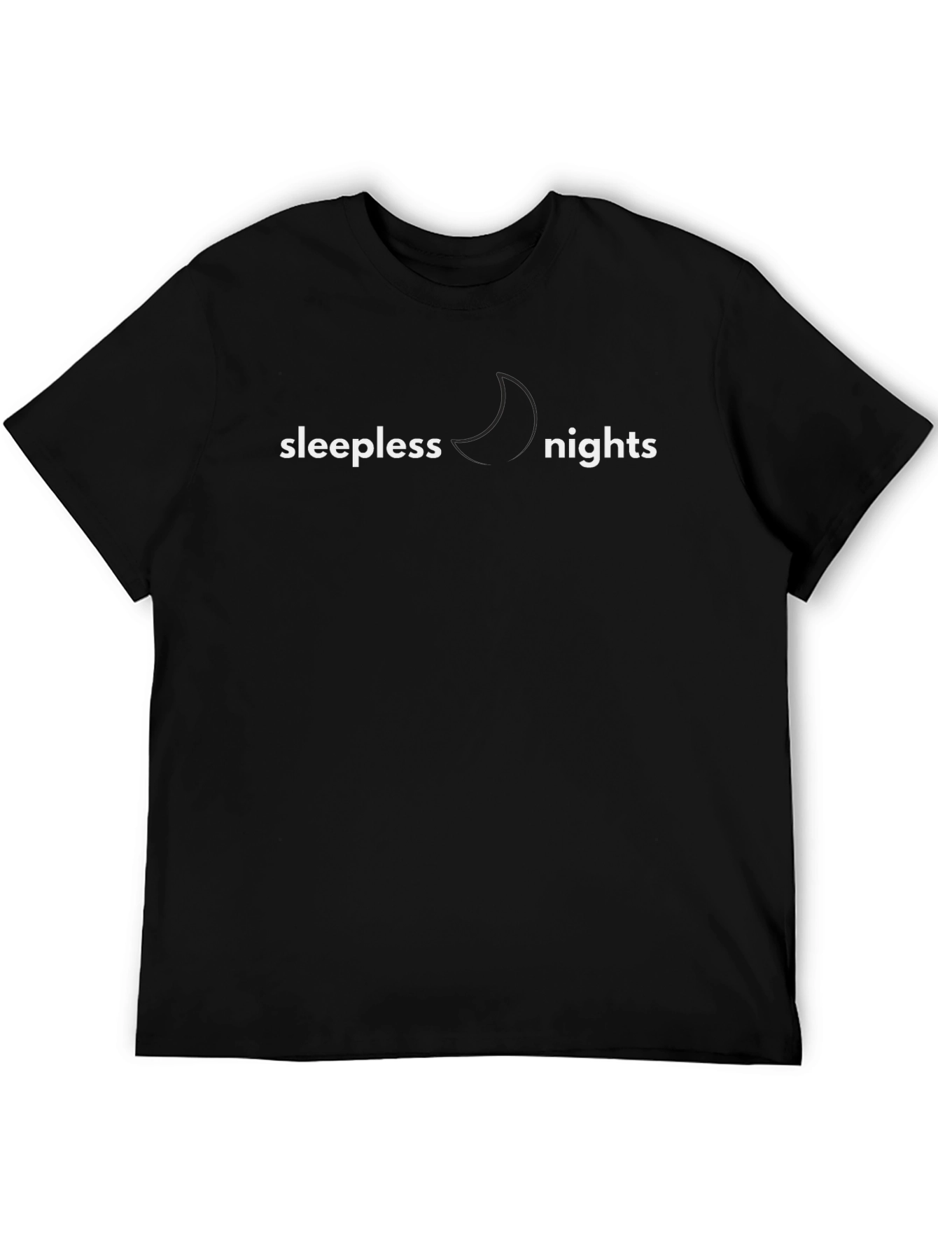 Sleepless Nights Graphic Tee - Black Cotton Comfort