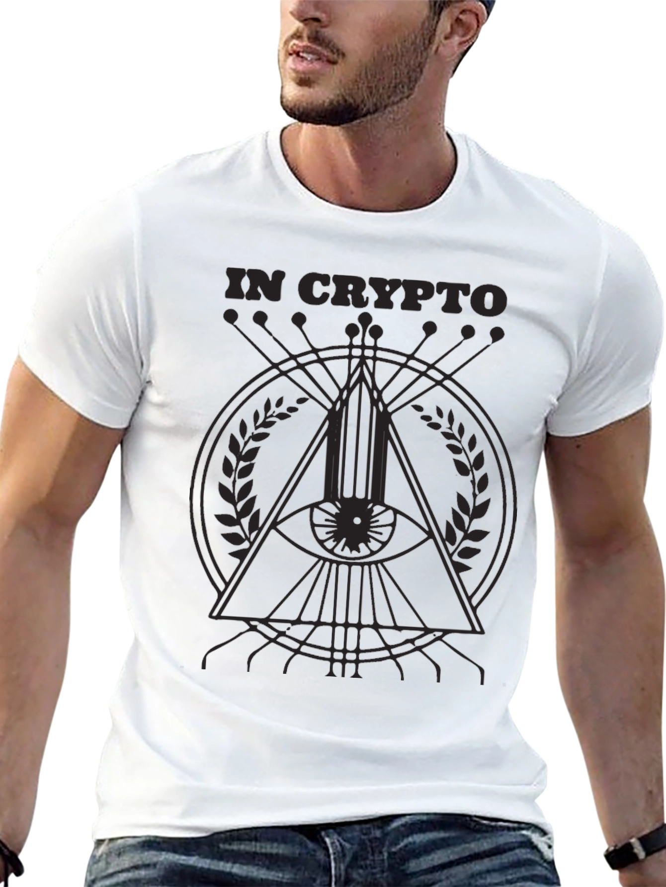 In Crypto Graphic Print Tee - All Seeing Eye